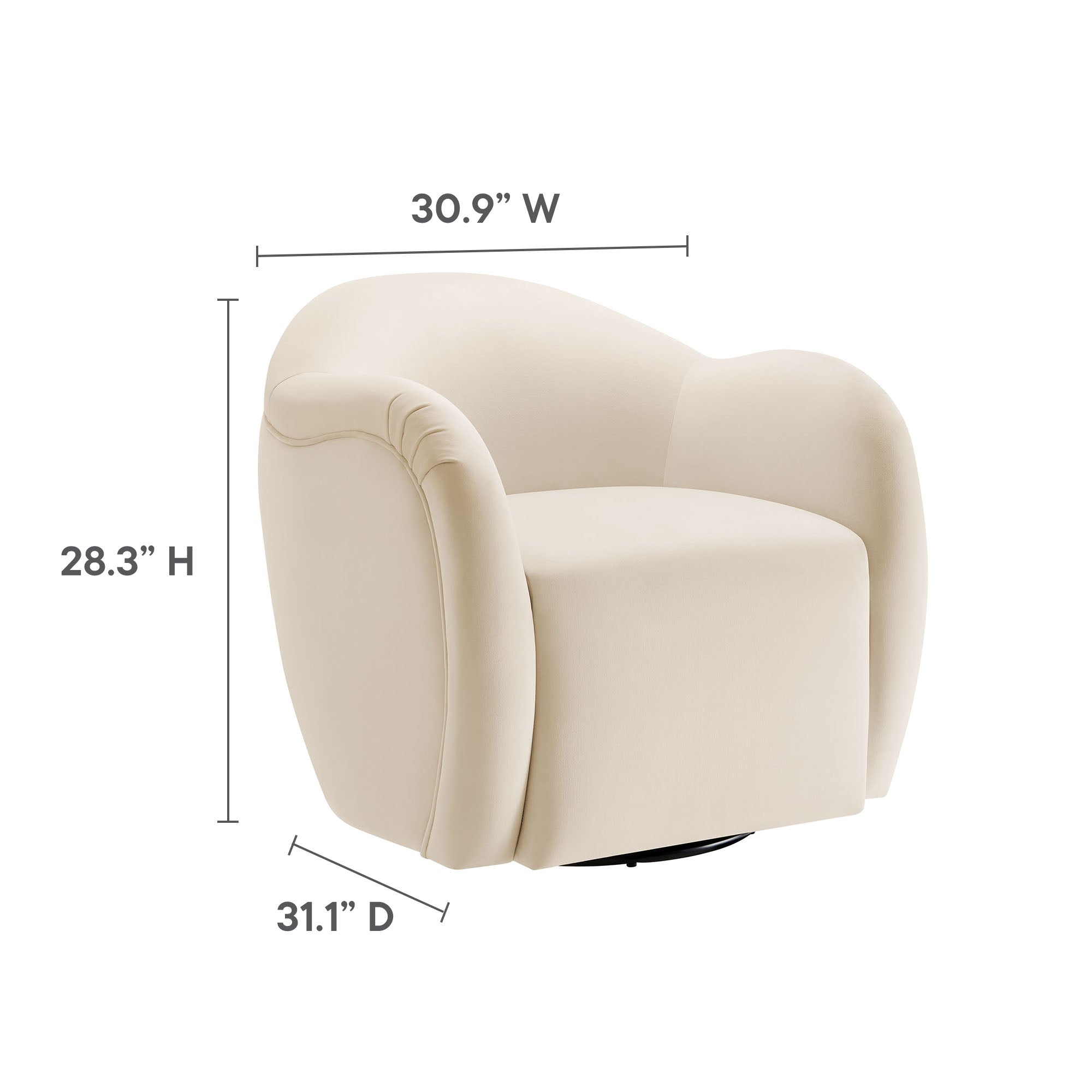 Compose Performance Velvet Swivel Armchair, Alabaster