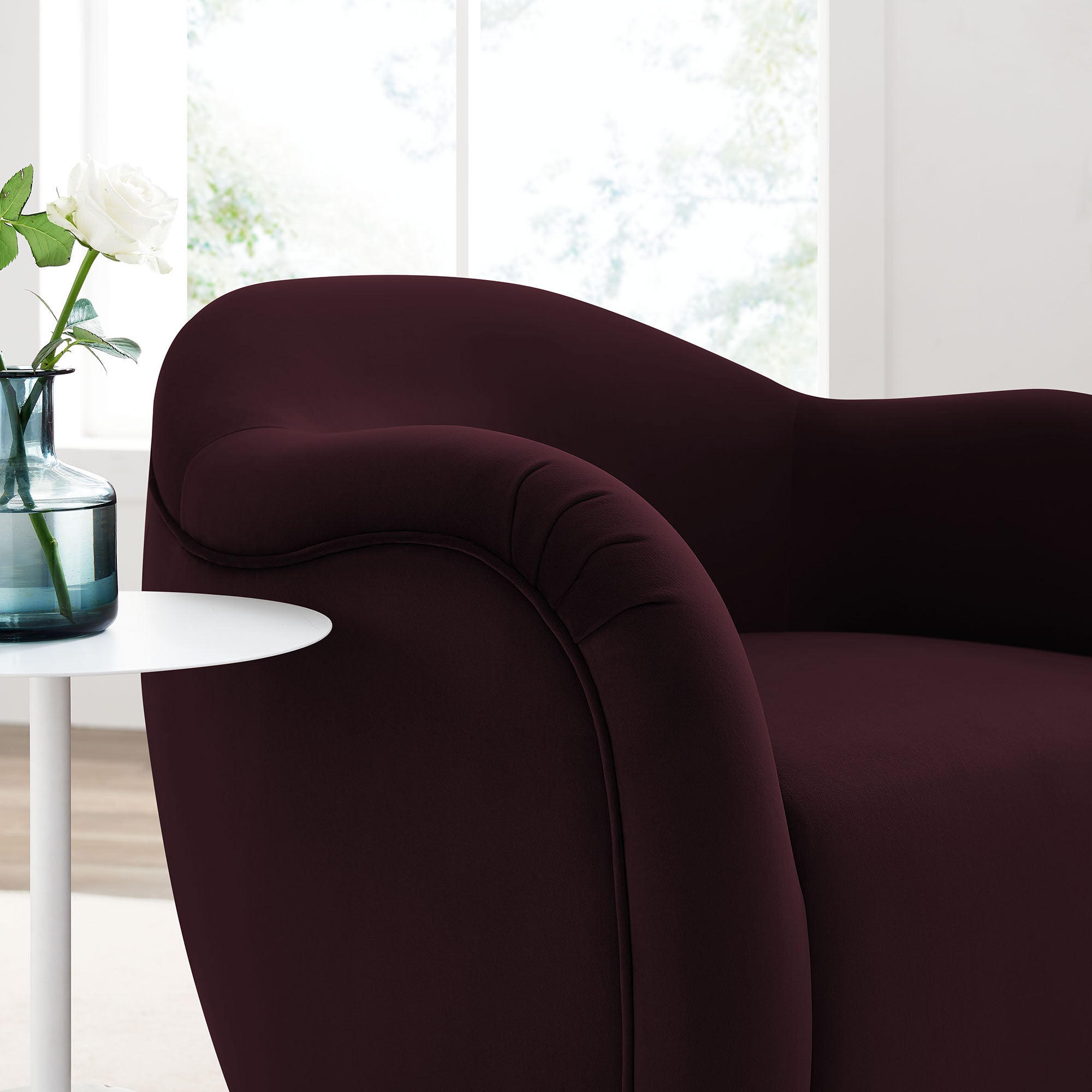 Compose Performance Velvet Swivel Armchair, Mulberry
