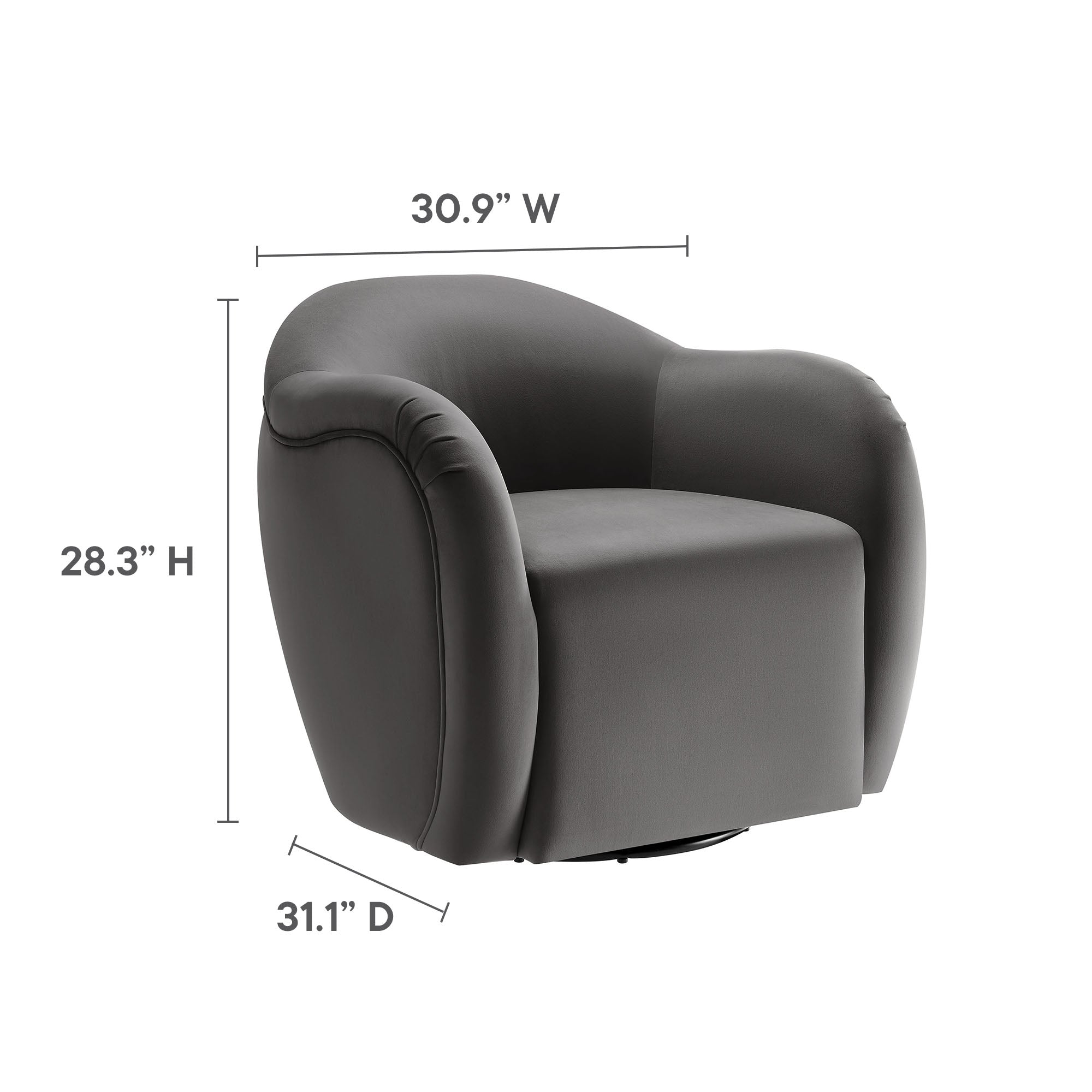 Compose Performance Velvet Swivel Armchair, Storm Gray