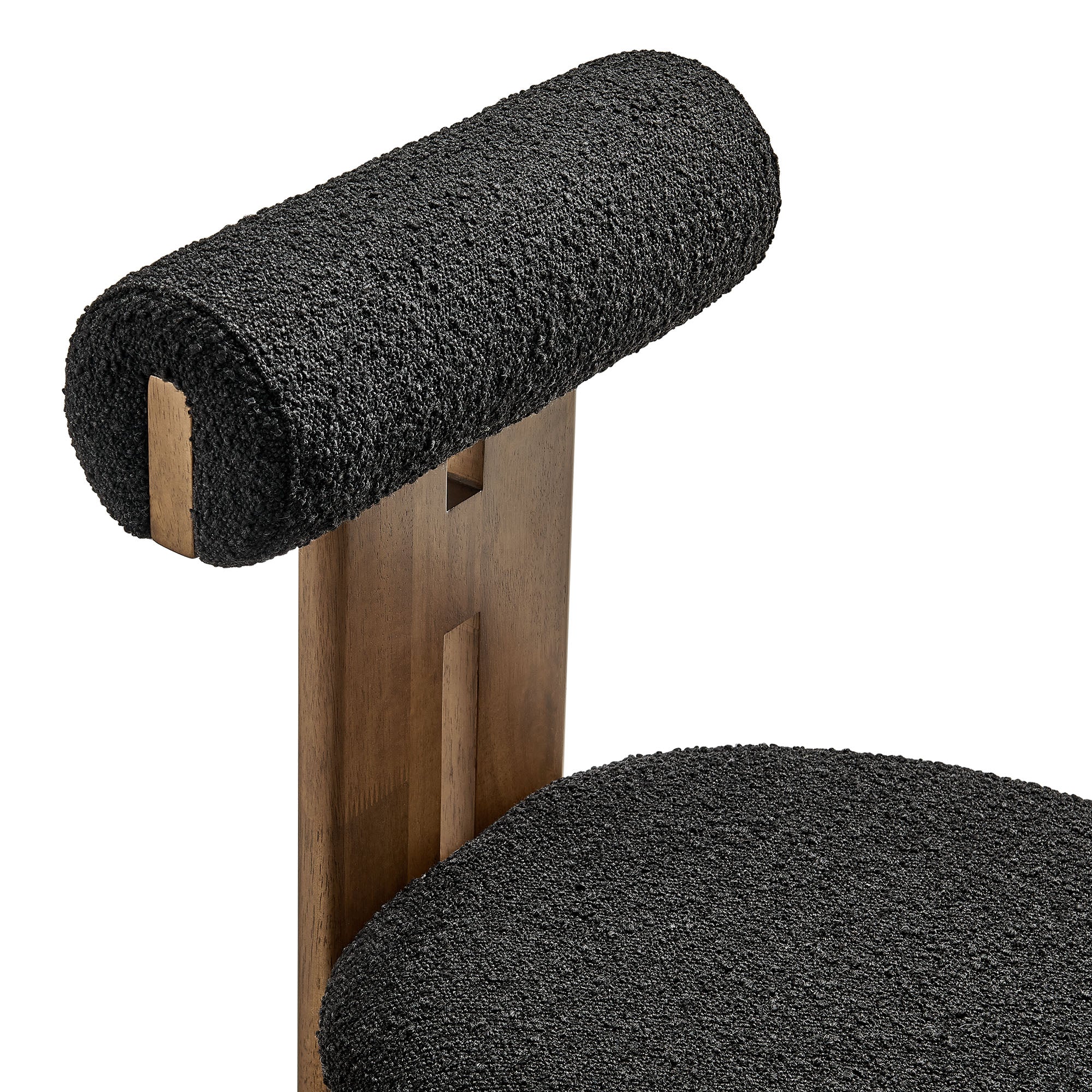 Torian Boucle Fabric Dining Chair Set of 2, Walnut Black