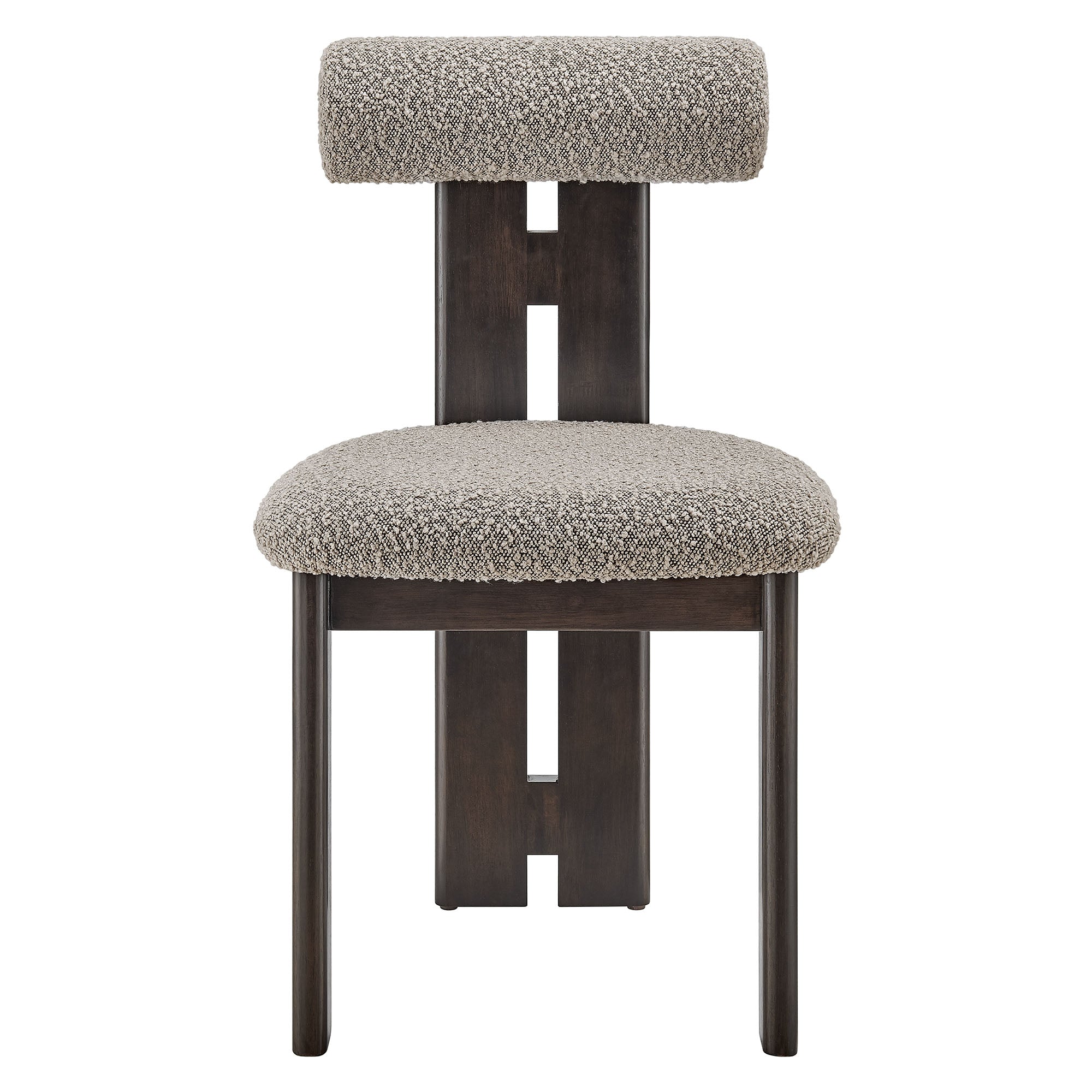 Torian Boucle Fabric Dining Chair Set of 2, Wenge Taupe