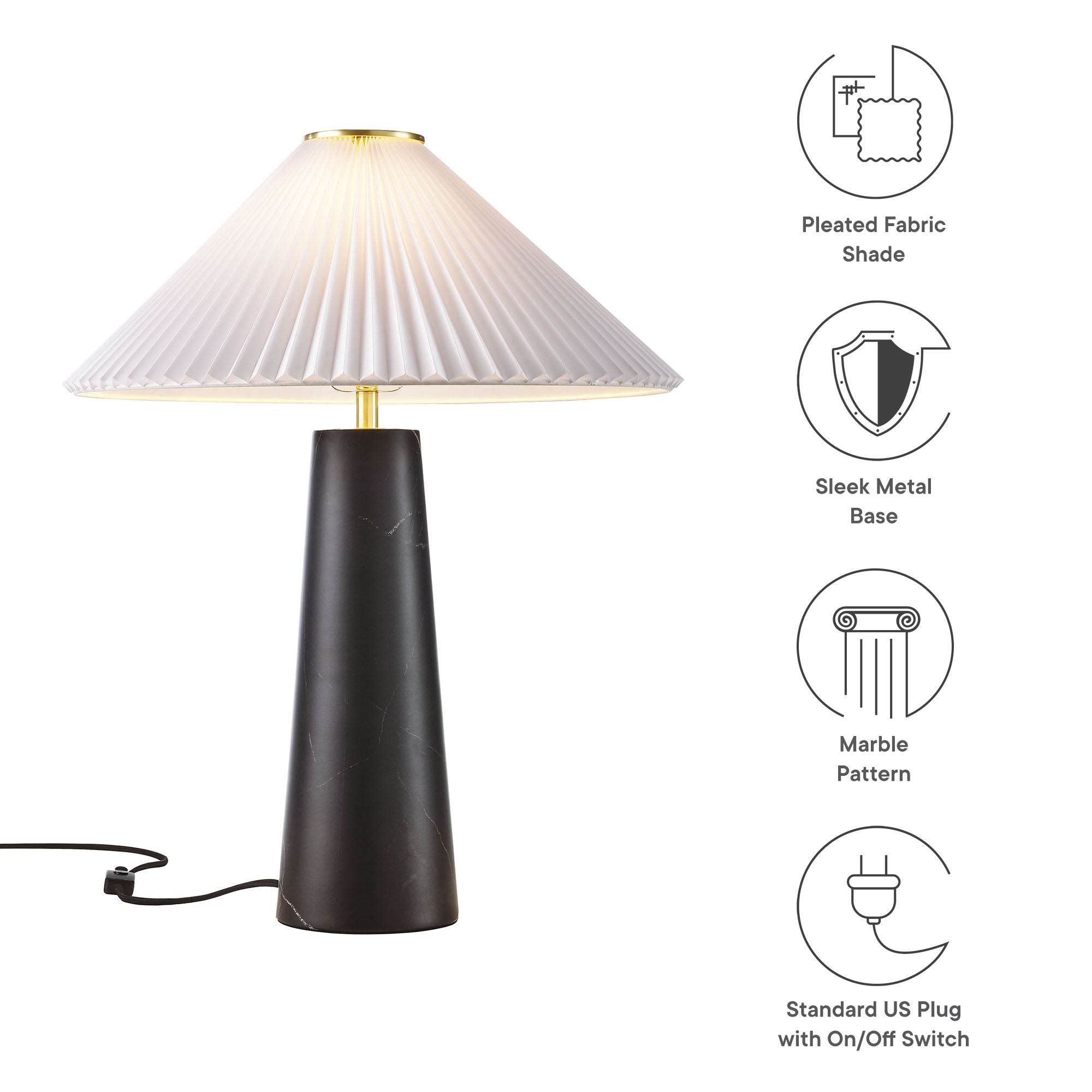 Nera Marble Table Lamp, Black
