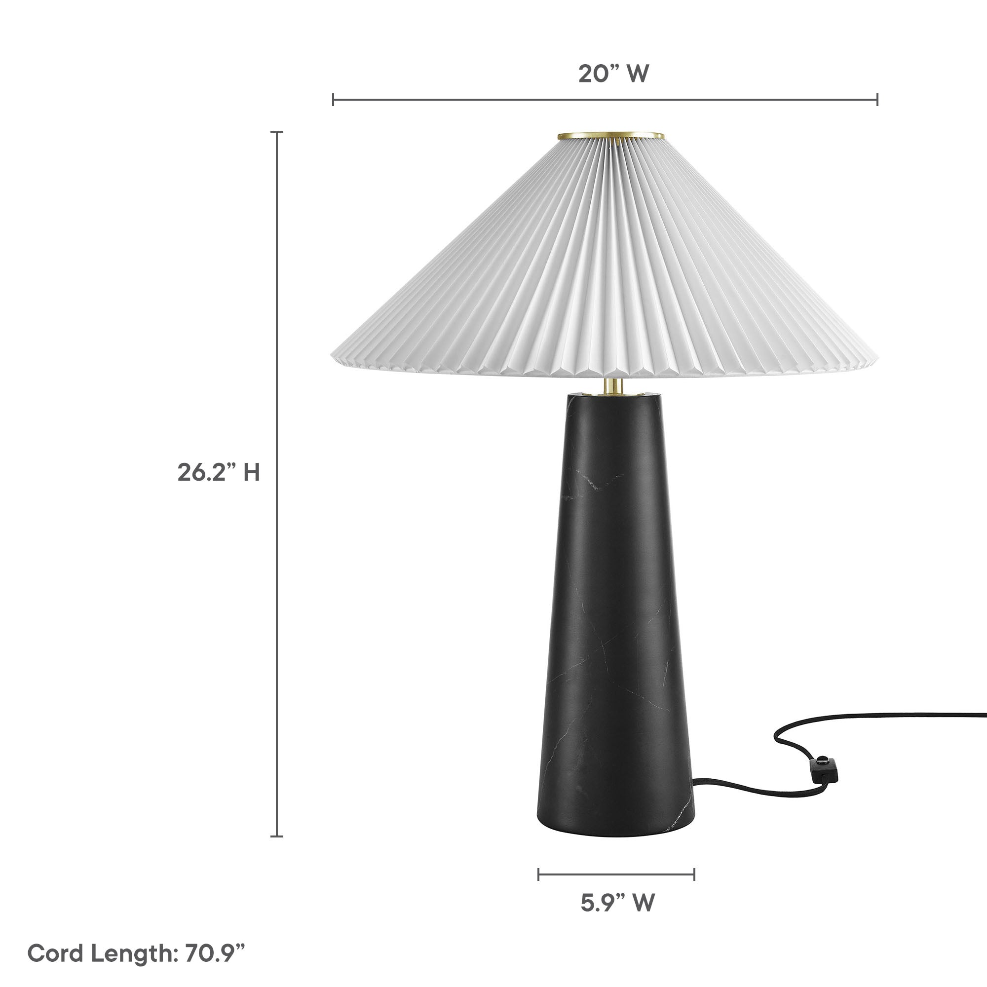 Nera Marble Table Lamp, Black