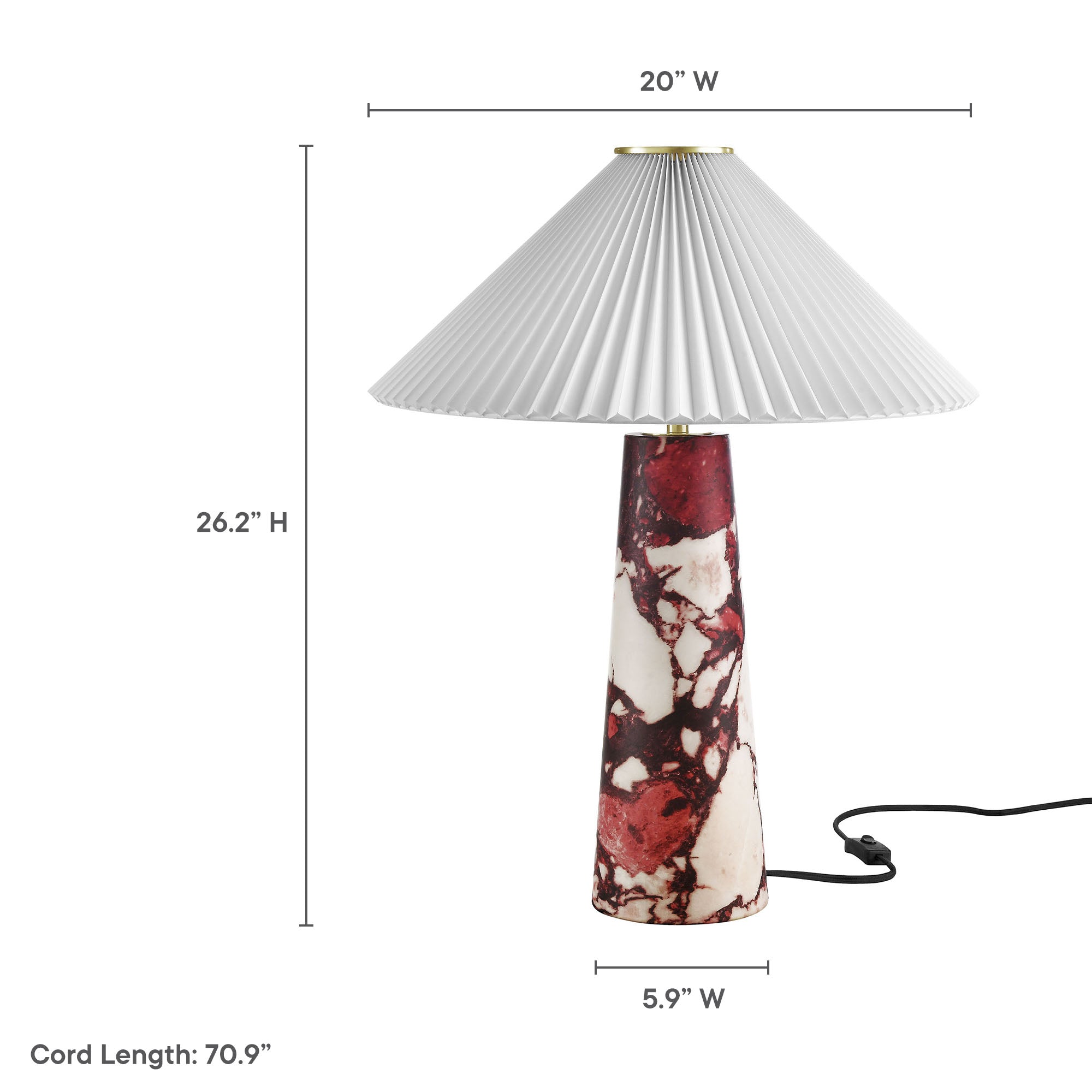 Nera Marble Table Lamp, Red