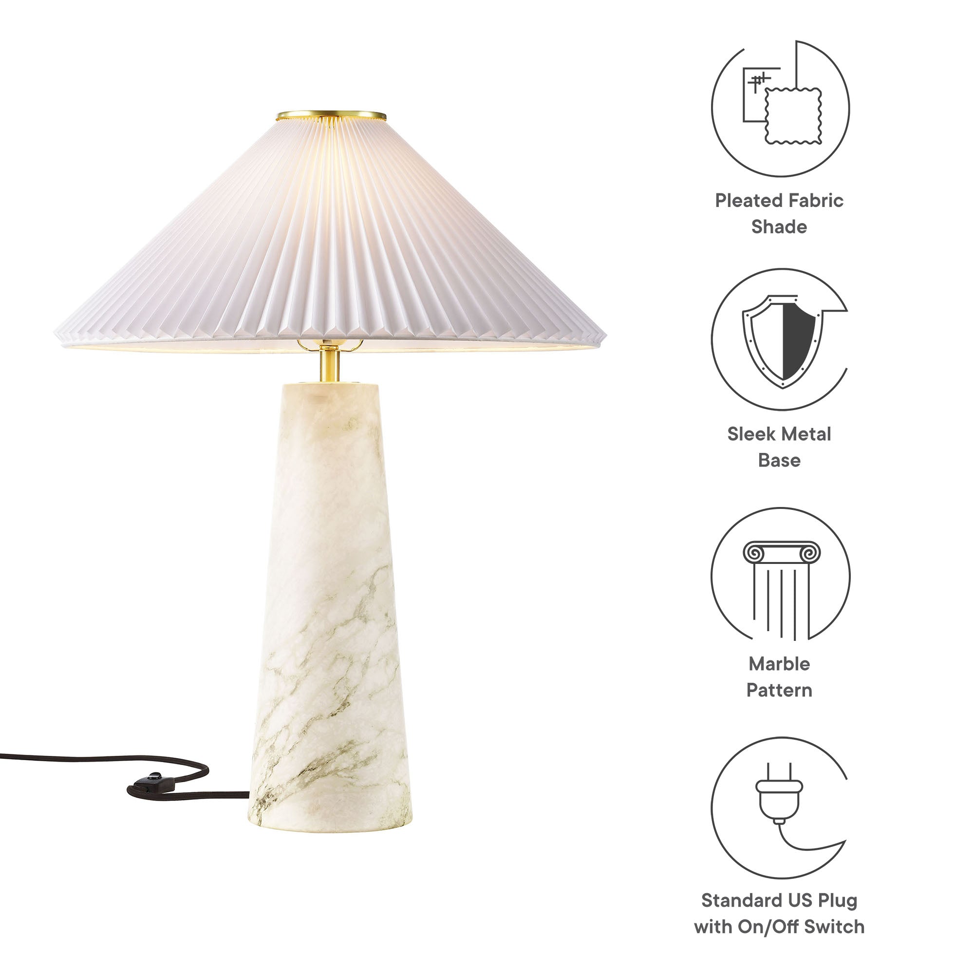 Nera Marble Table Lamp, White