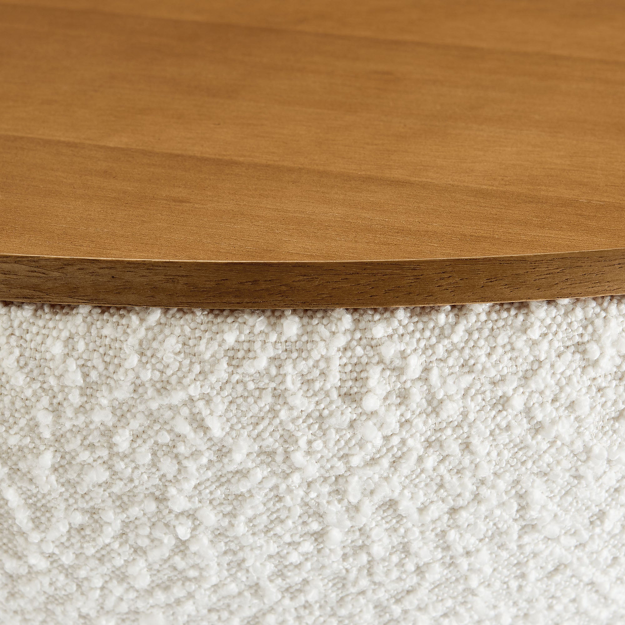 Tridome Round Boucle Upholstered Storage Coffee Table, Natural Ivory