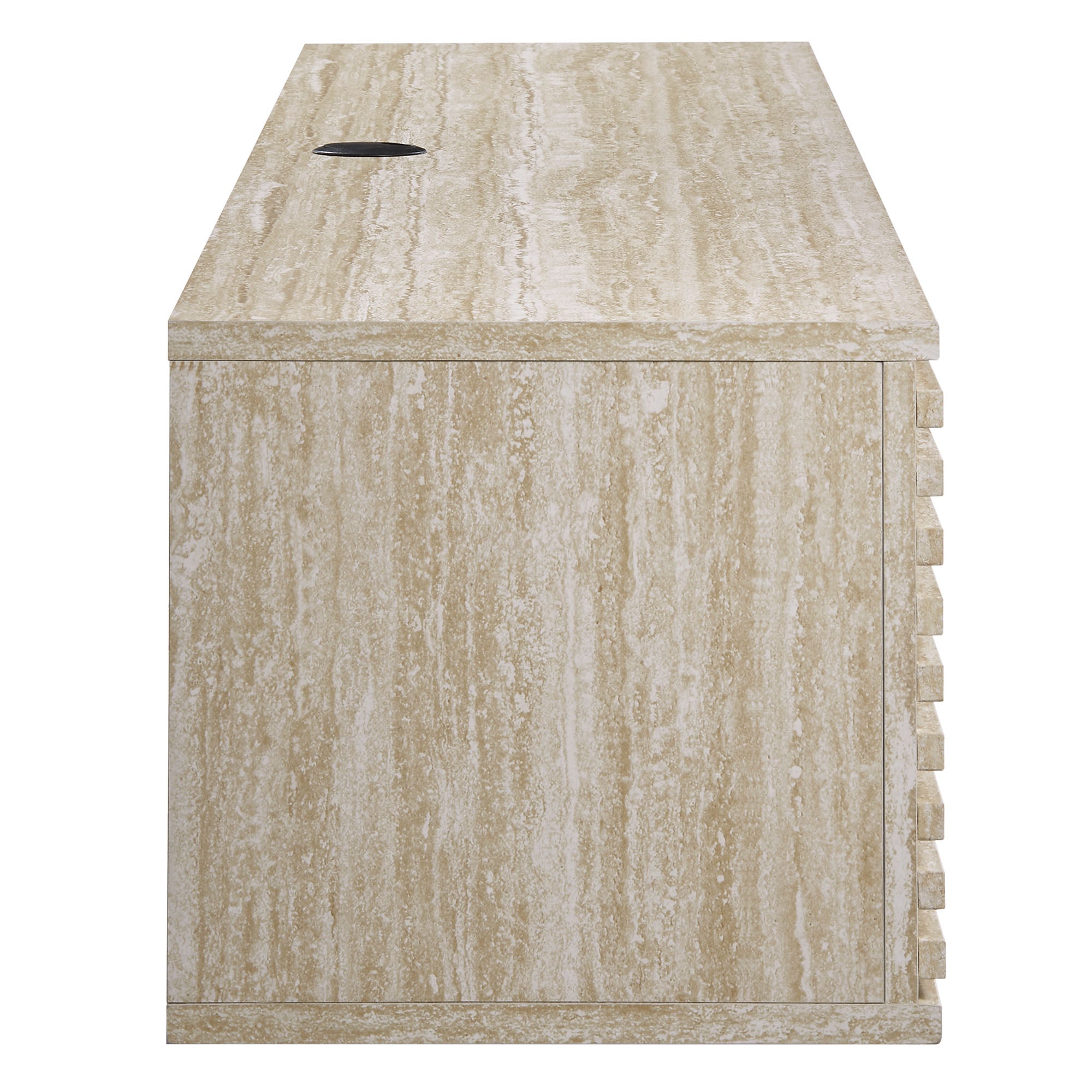 Render 70" Faux Travertine Wall-Mount Media Console TV Stand, Travertine