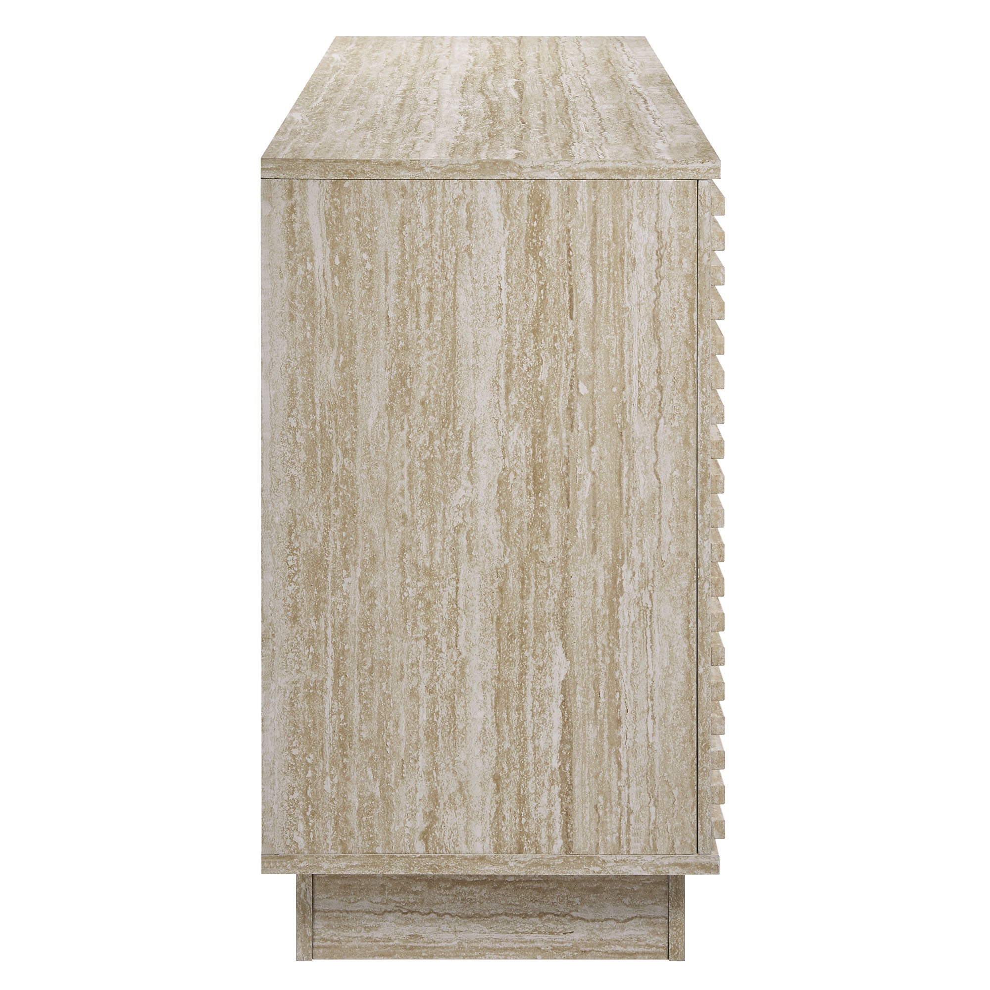 Render 70" Faux Travertine Sideboard Cabinet TV Stand, Travertine