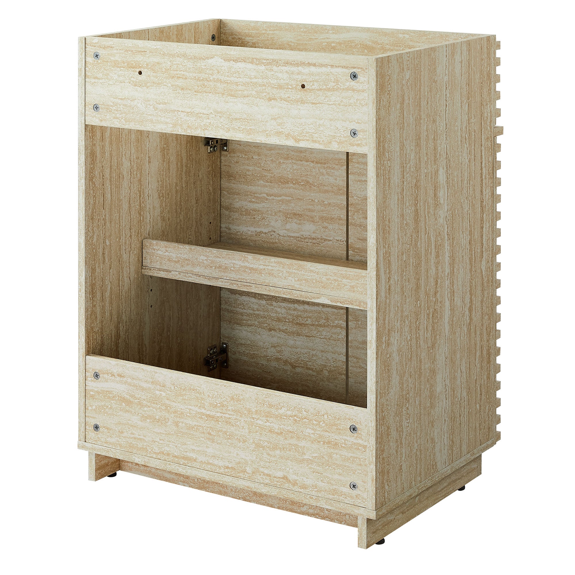 Render 24" Faux Travertine Bathroom Vanity Cabinet (Sink Not Included), Travertine
