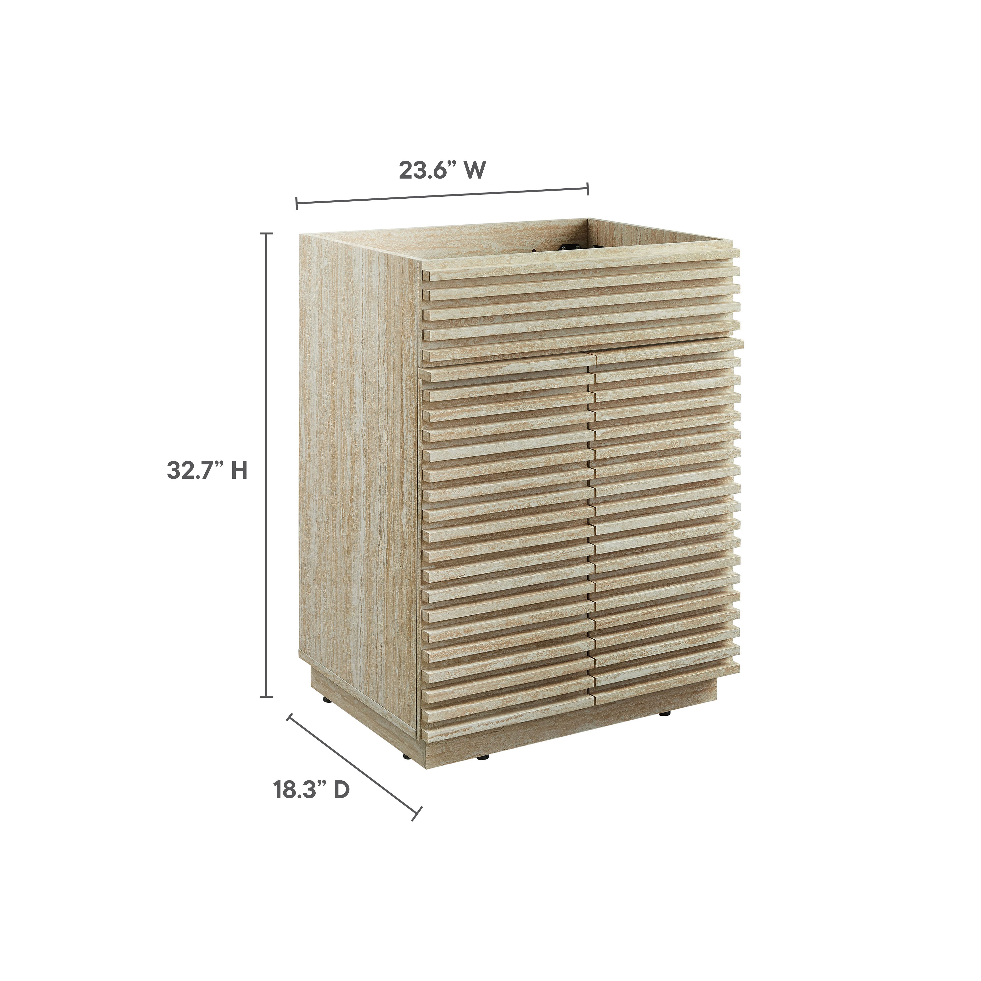 Render 24" Faux Travertine Bathroom Vanity Cabinet (Sink Not Included), Travertine