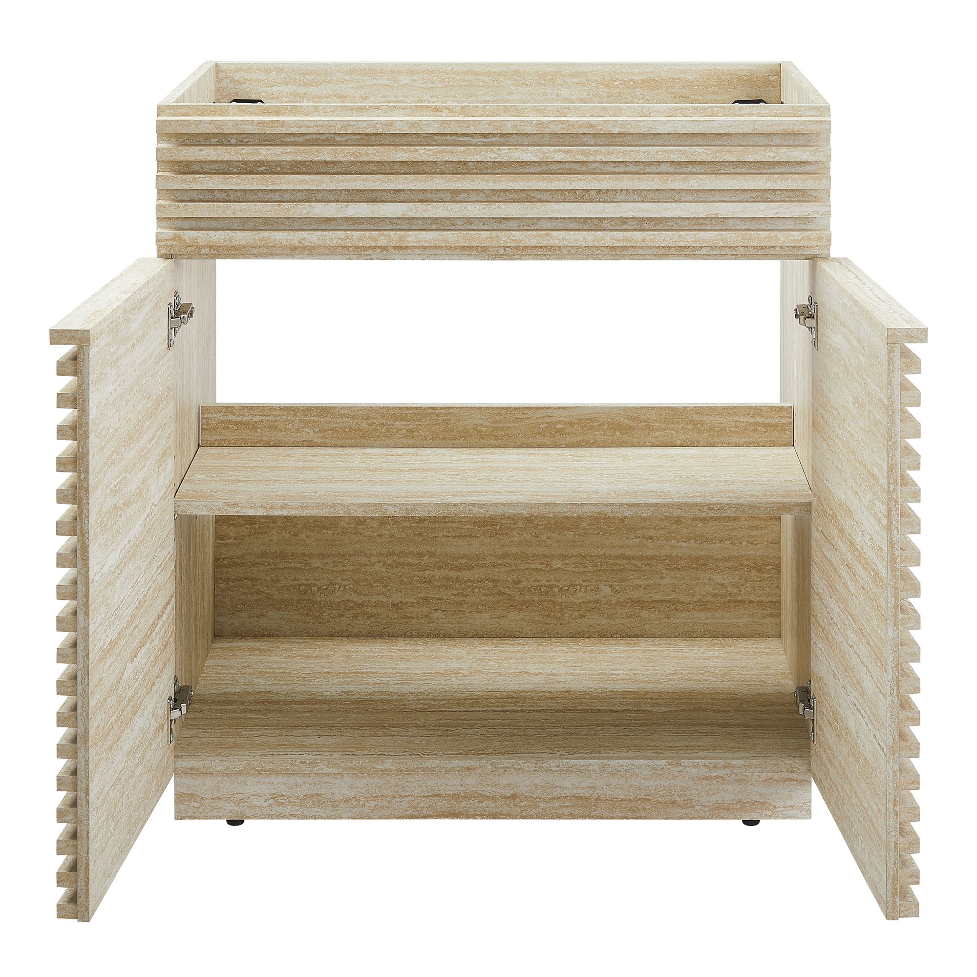 Render 30" Faux Travertine Bathroom Vanity Cabinet (Sink Not Included), Travertine