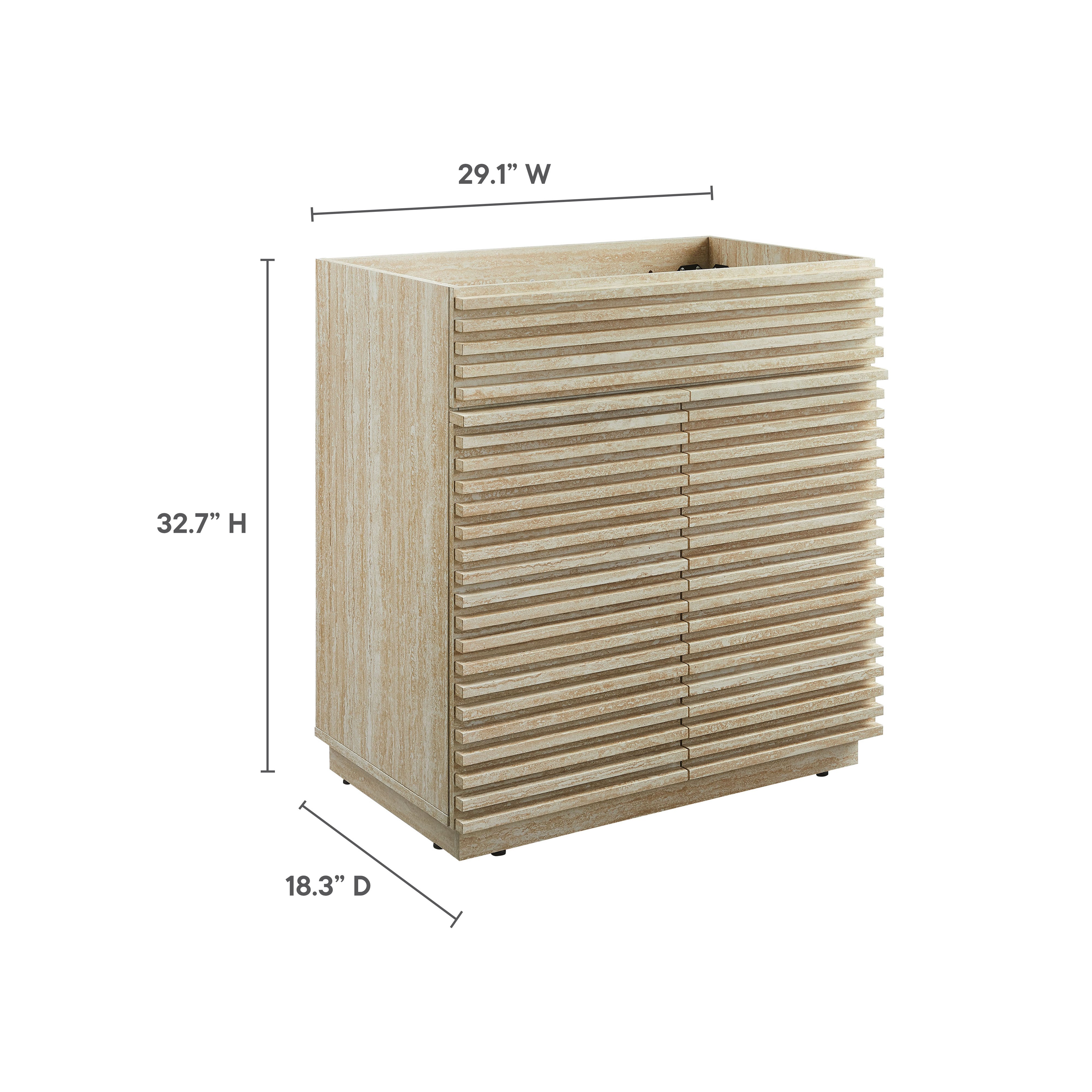 Render 30" Faux Travertine Bathroom Vanity Cabinet (Sink Not Included), Travertine