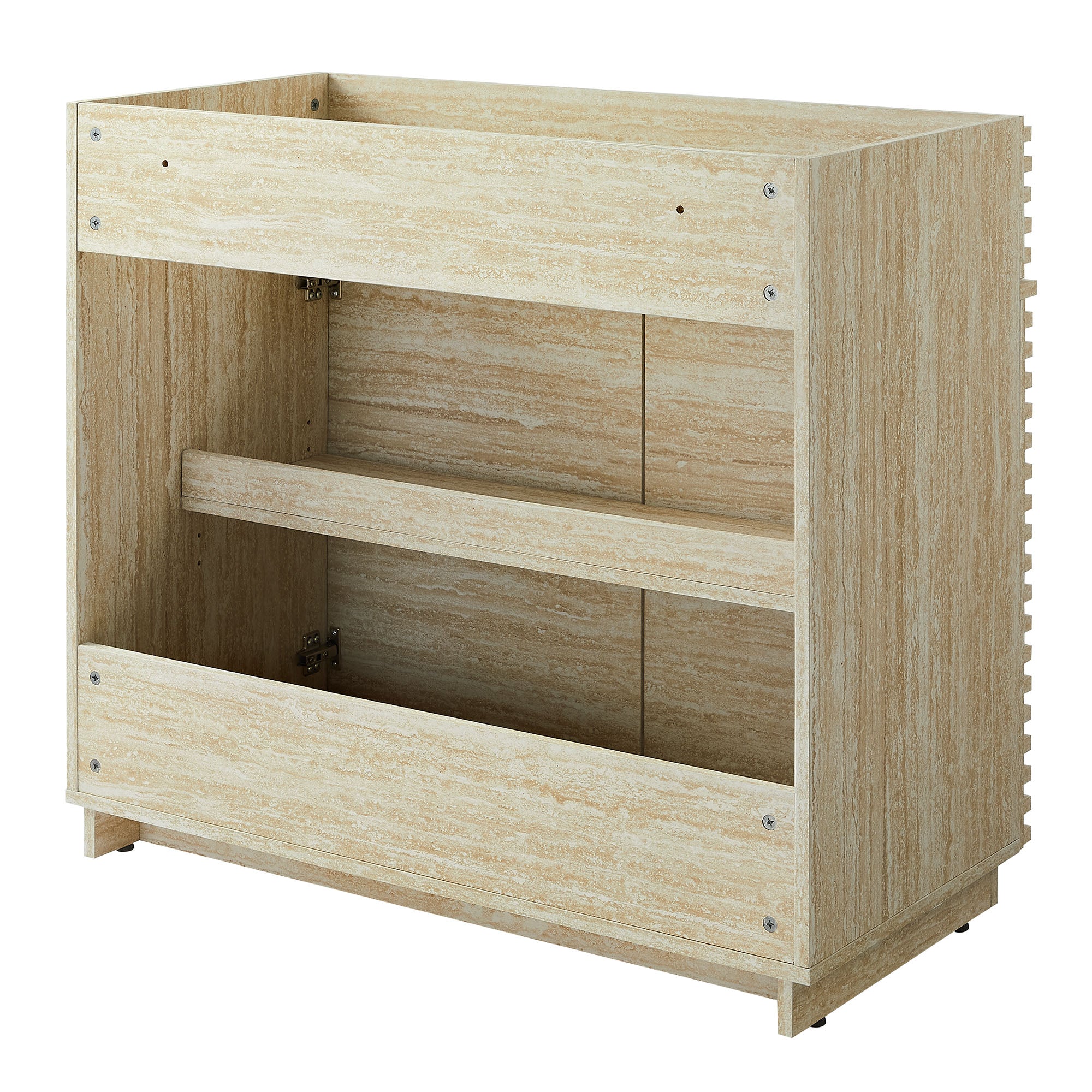 Render 36" Faux Travertine Bathroom Vanity Cabinet (Sink Not Included), Travertine