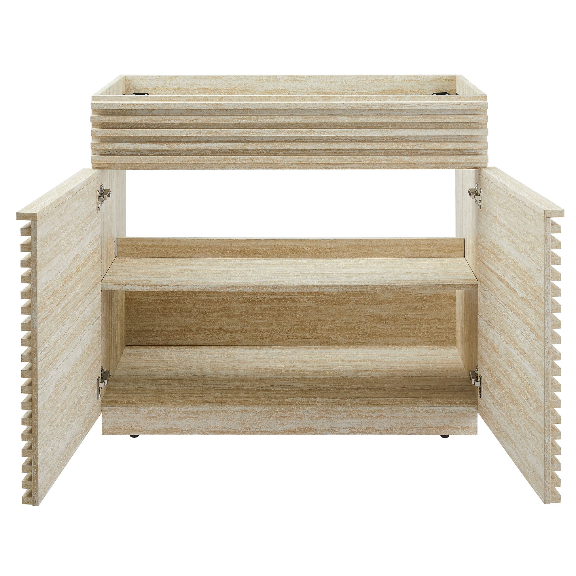 Render 36" Faux Travertine Bathroom Vanity Cabinet (Sink Not Included), Travertine
