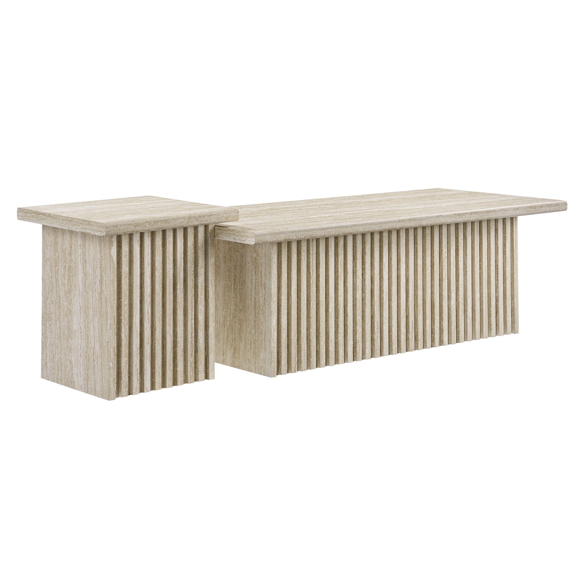 Render Nesting Coffee Tables Set of 2, Travertine