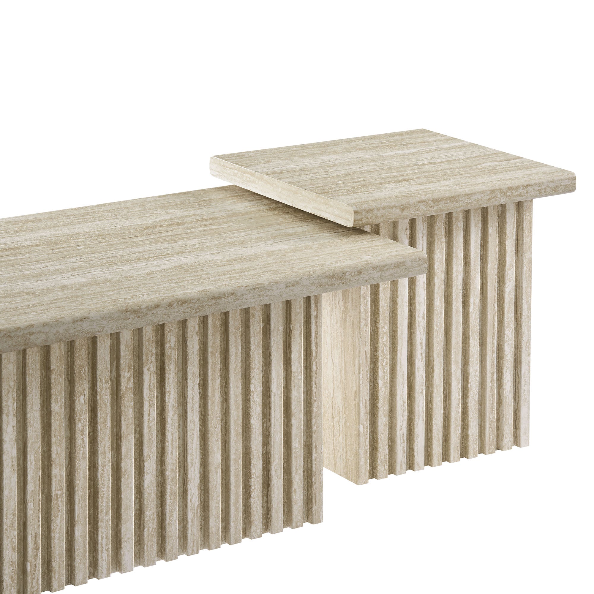 Render Nesting Coffee Tables Set of 2, Travertine