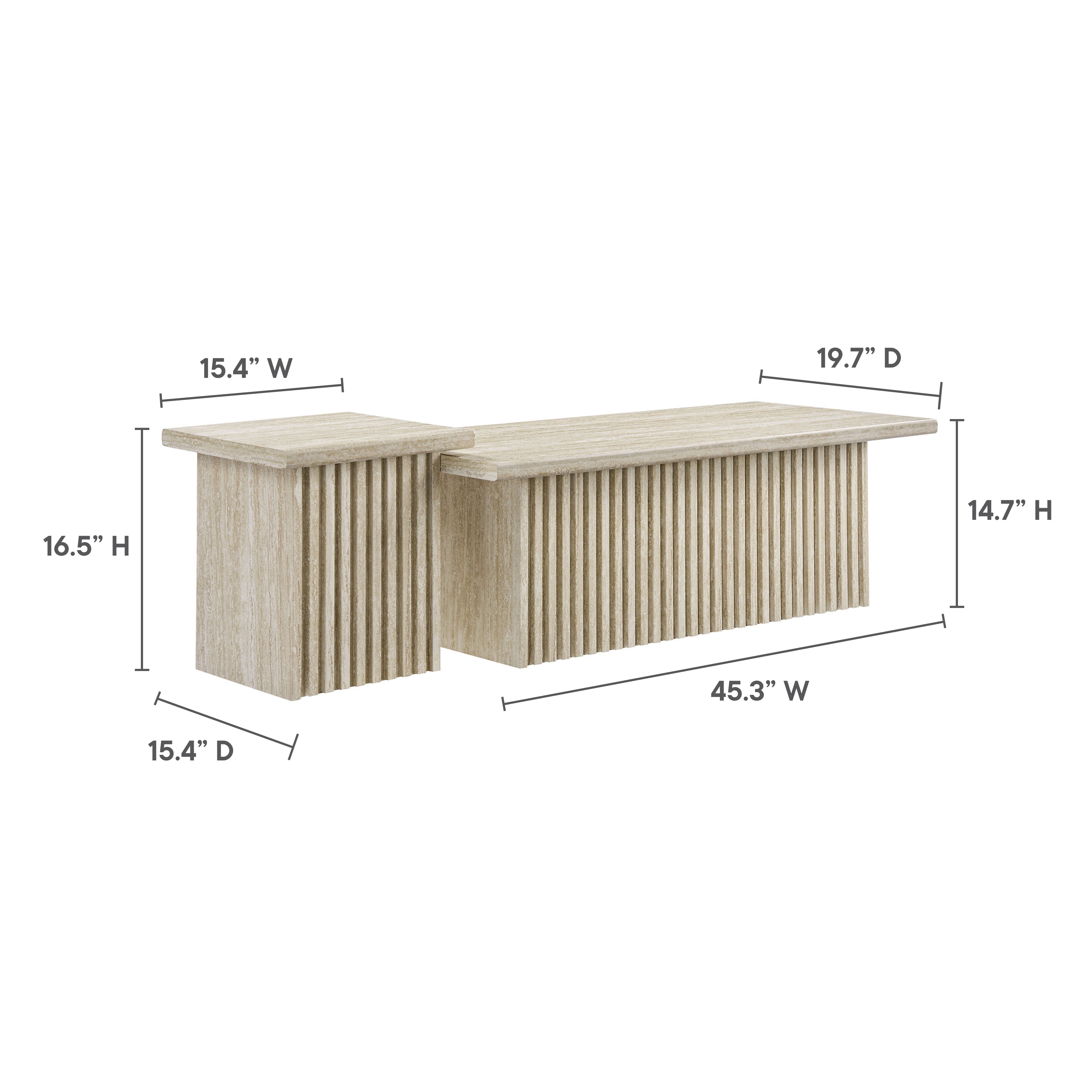 Render Nesting Coffee Tables Set of 2, Travertine