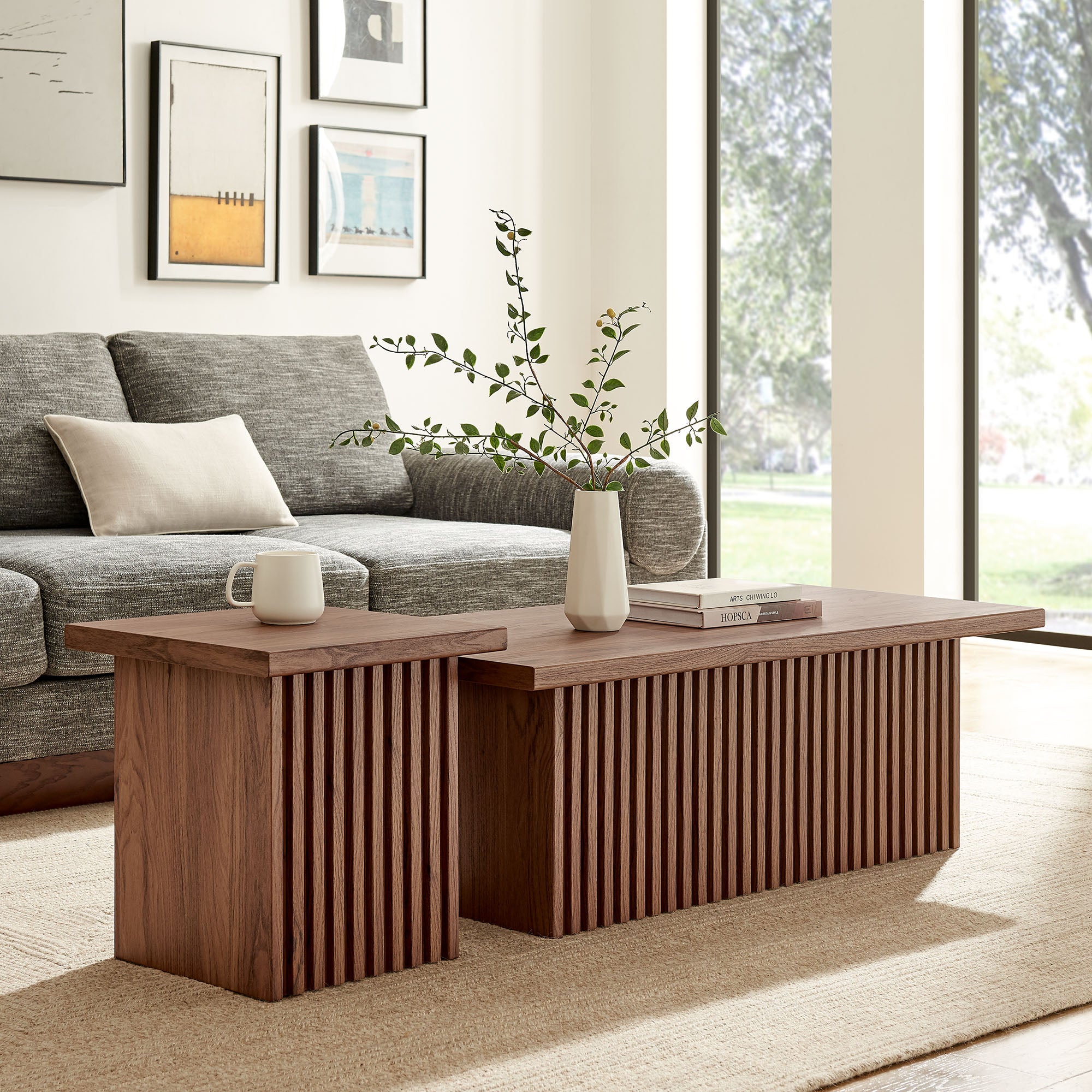 Render Nesting Coffee Tables Set of 2, Walnut