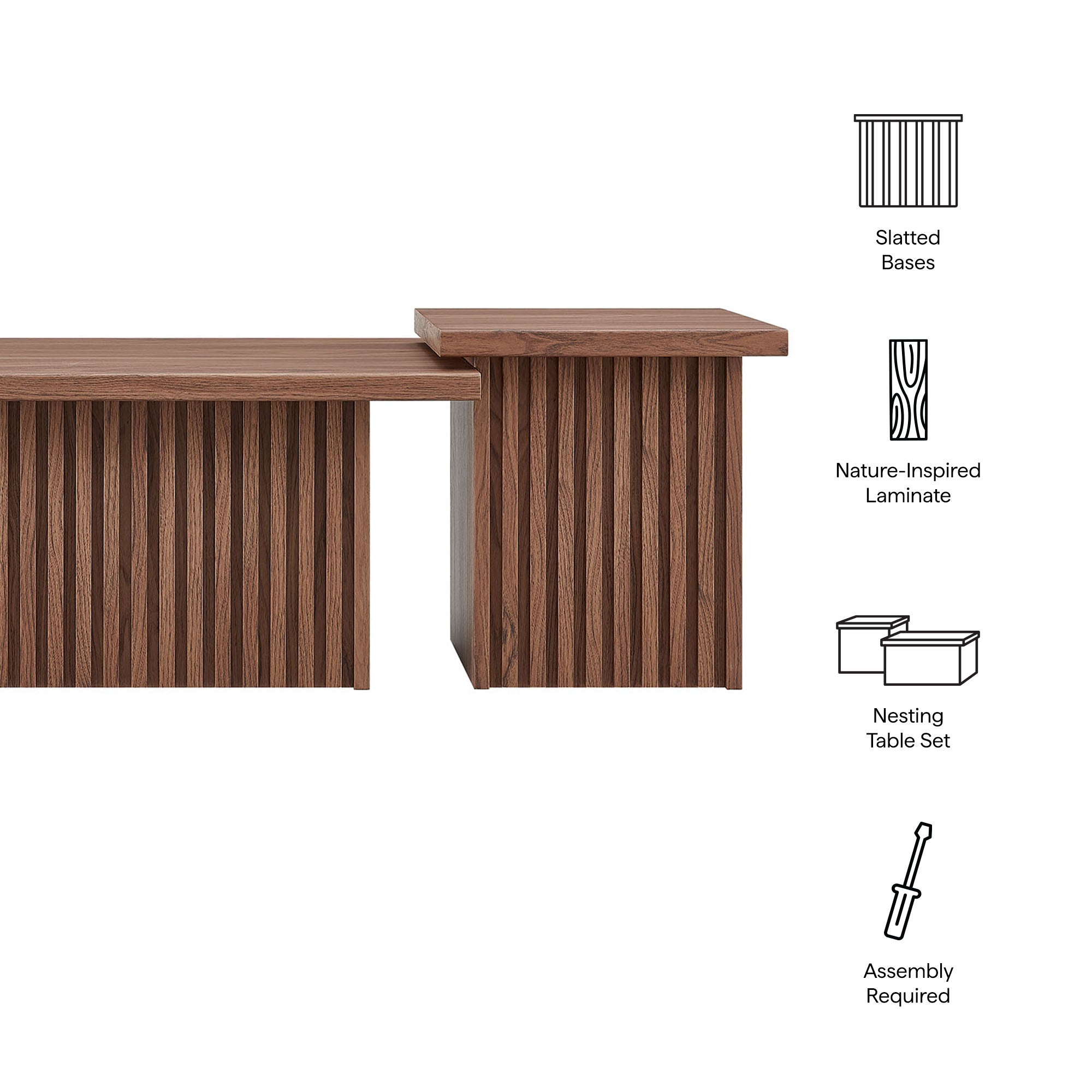 Render Nesting Coffee Tables Set of 2, Walnut