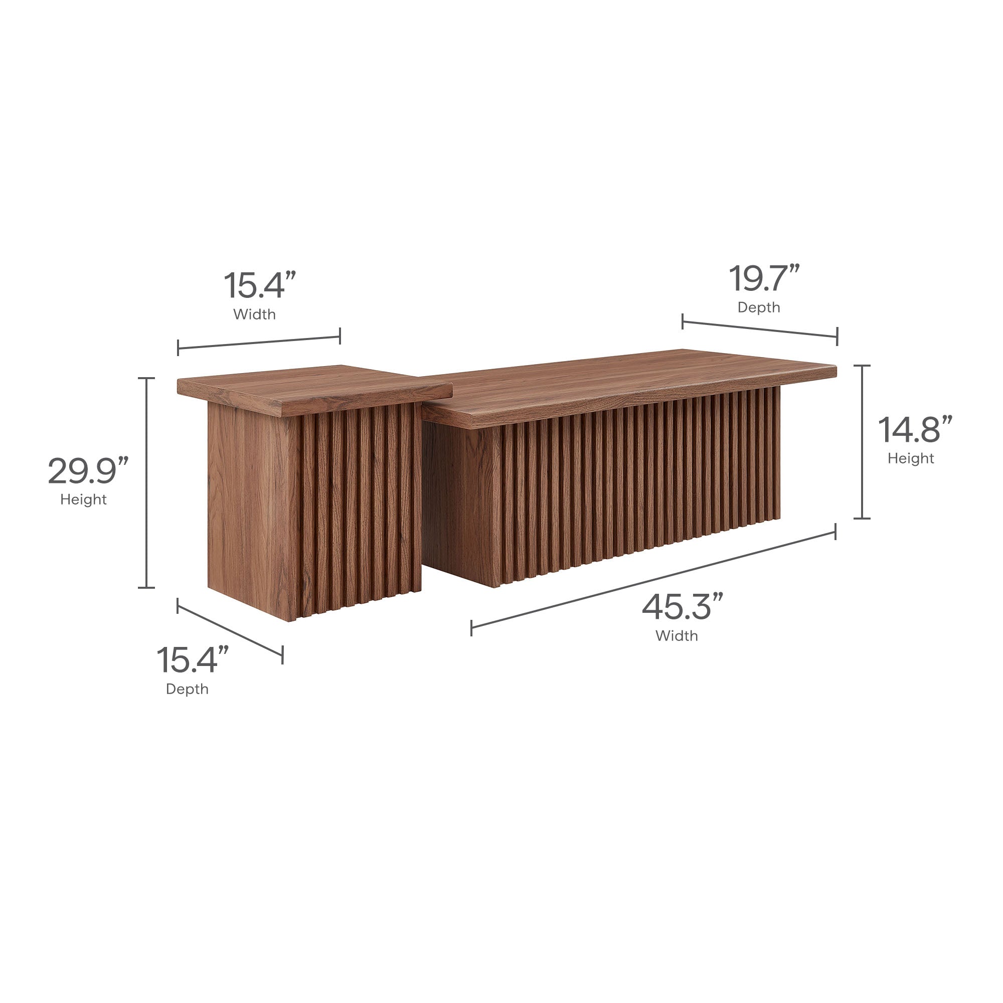 Render Nesting Coffee Tables Set of 2, Walnut