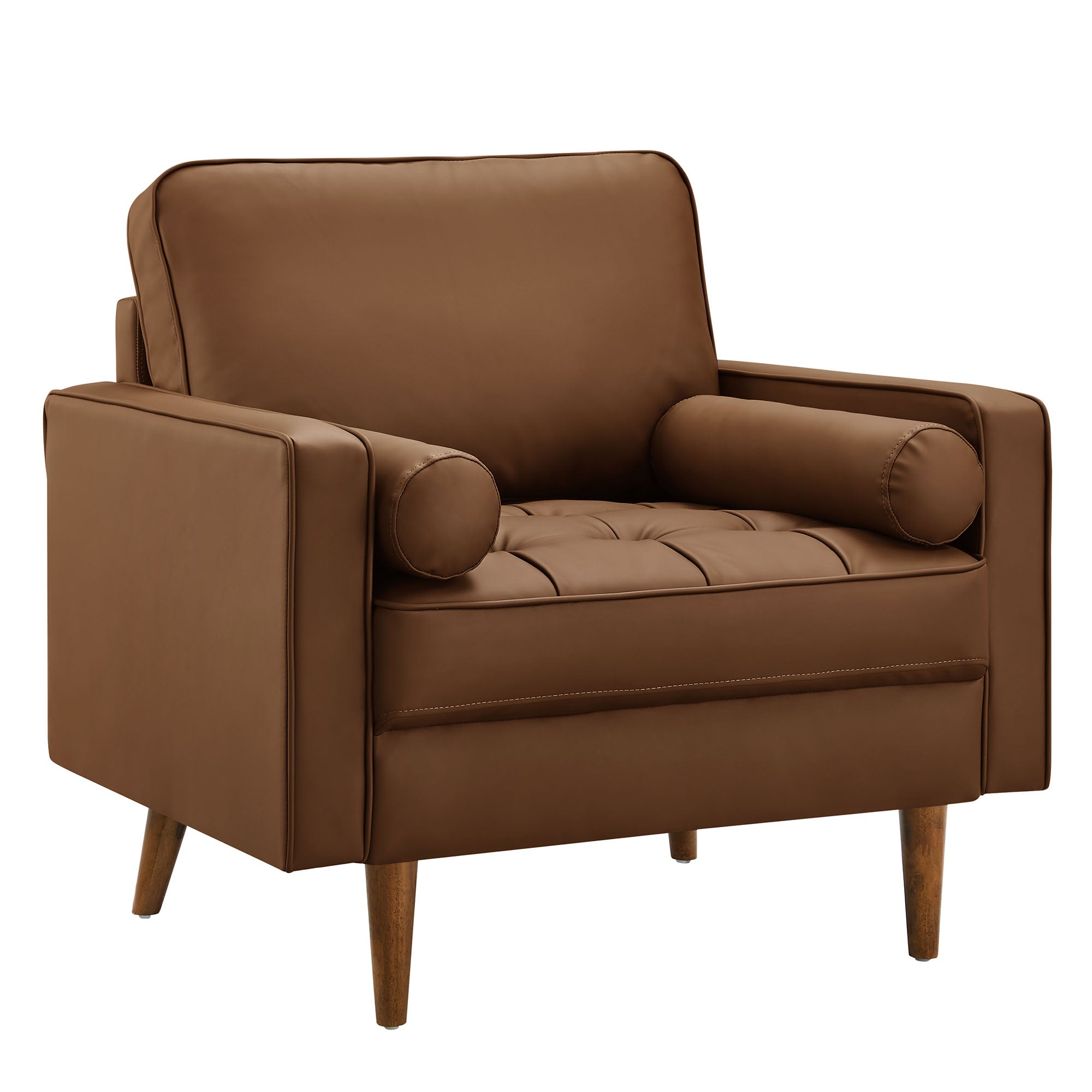Valour Tufted Vegan Leather Accent Armchair, Brown
