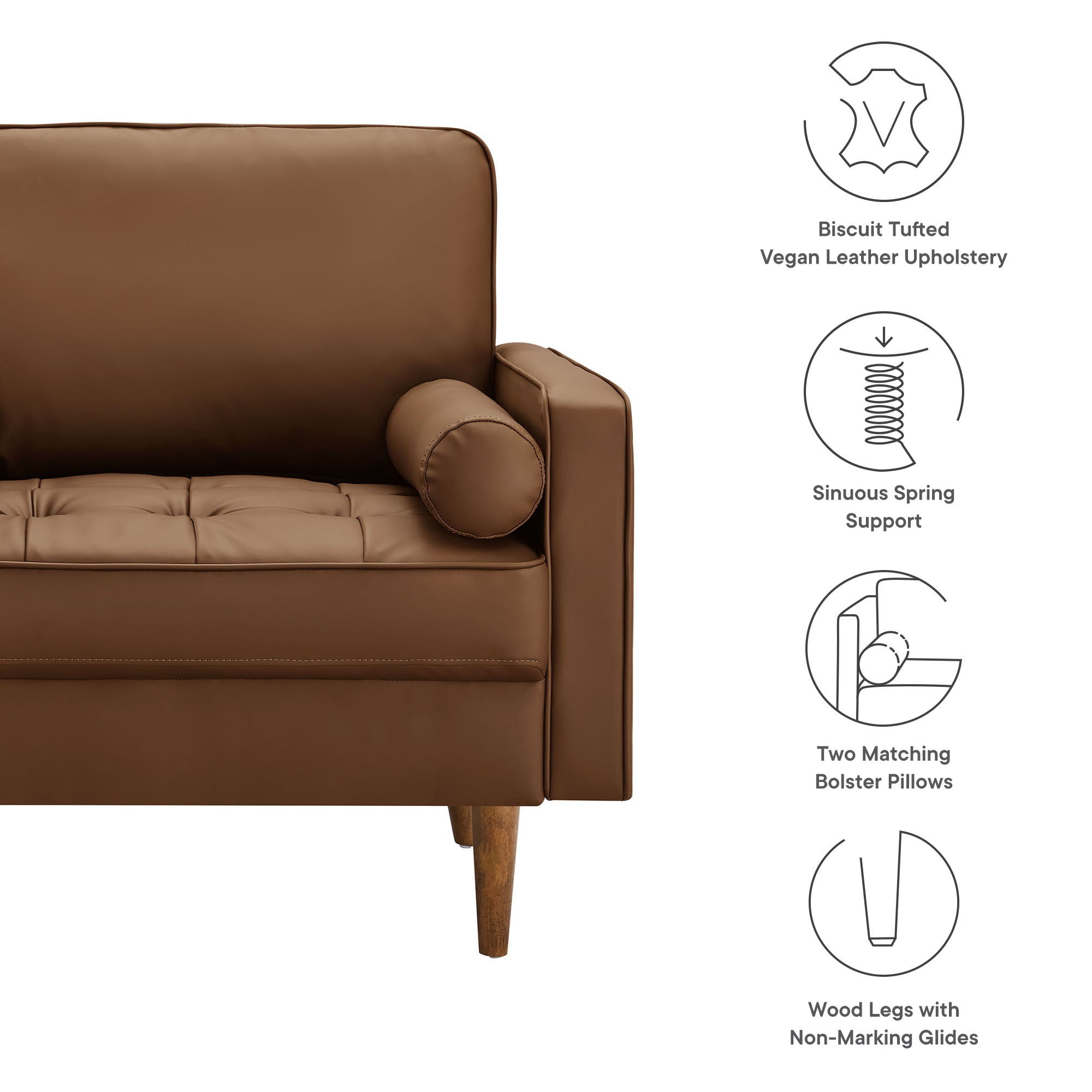 Valour Tufted Vegan Leather Accent Armchair, Brown