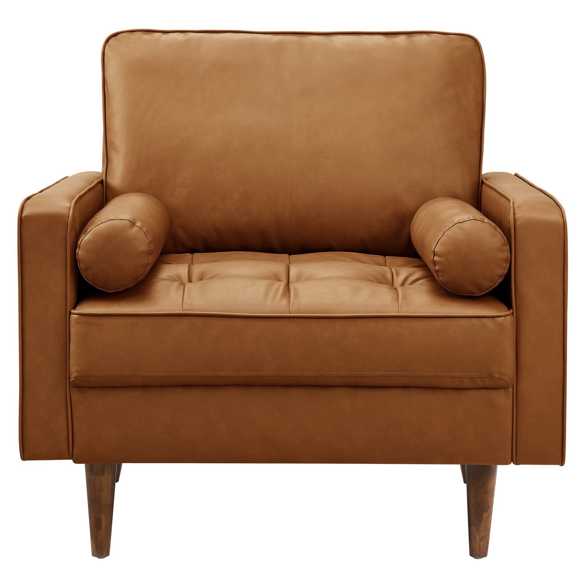Valour Tufted Vegan Leather Accent Armchair, Tan