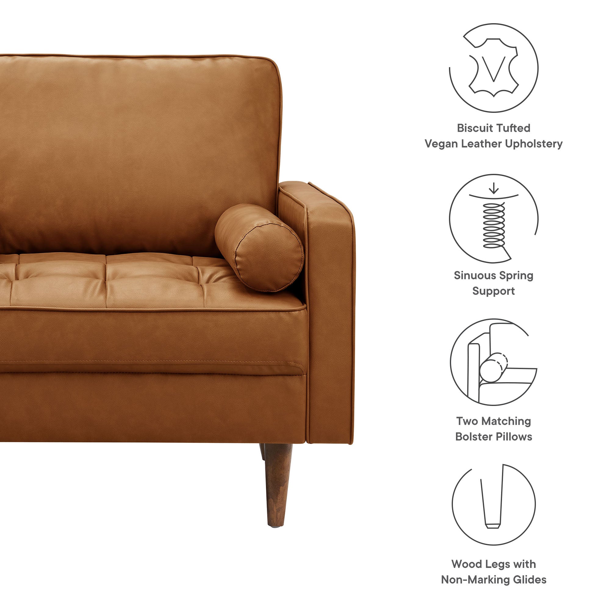 Valour Tufted Vegan Leather Accent Armchair, Tan