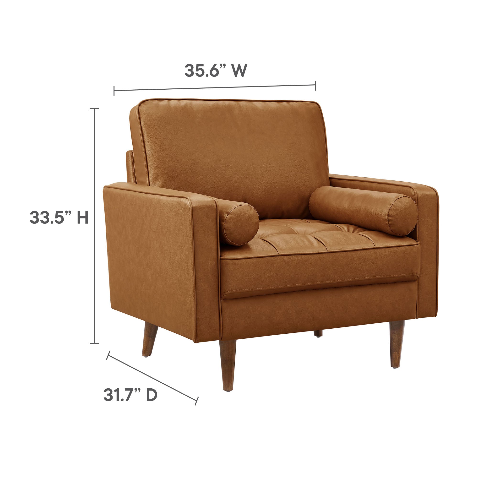 Valour Tufted Vegan Leather Accent Armchair, Tan