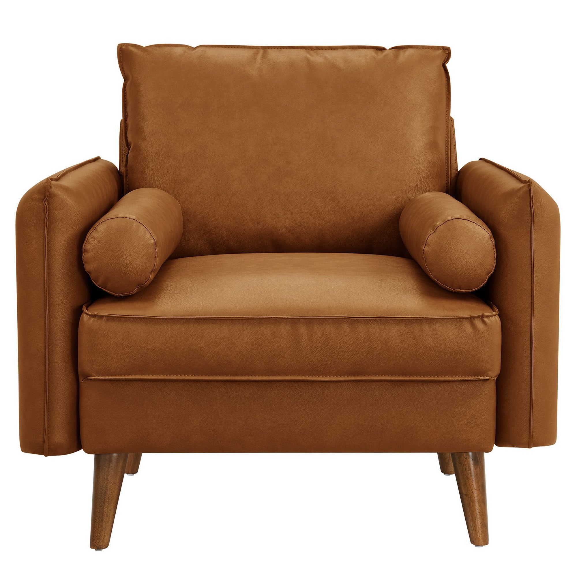 Revive Upholstered Vegan Leather Accent Armchair, Tan