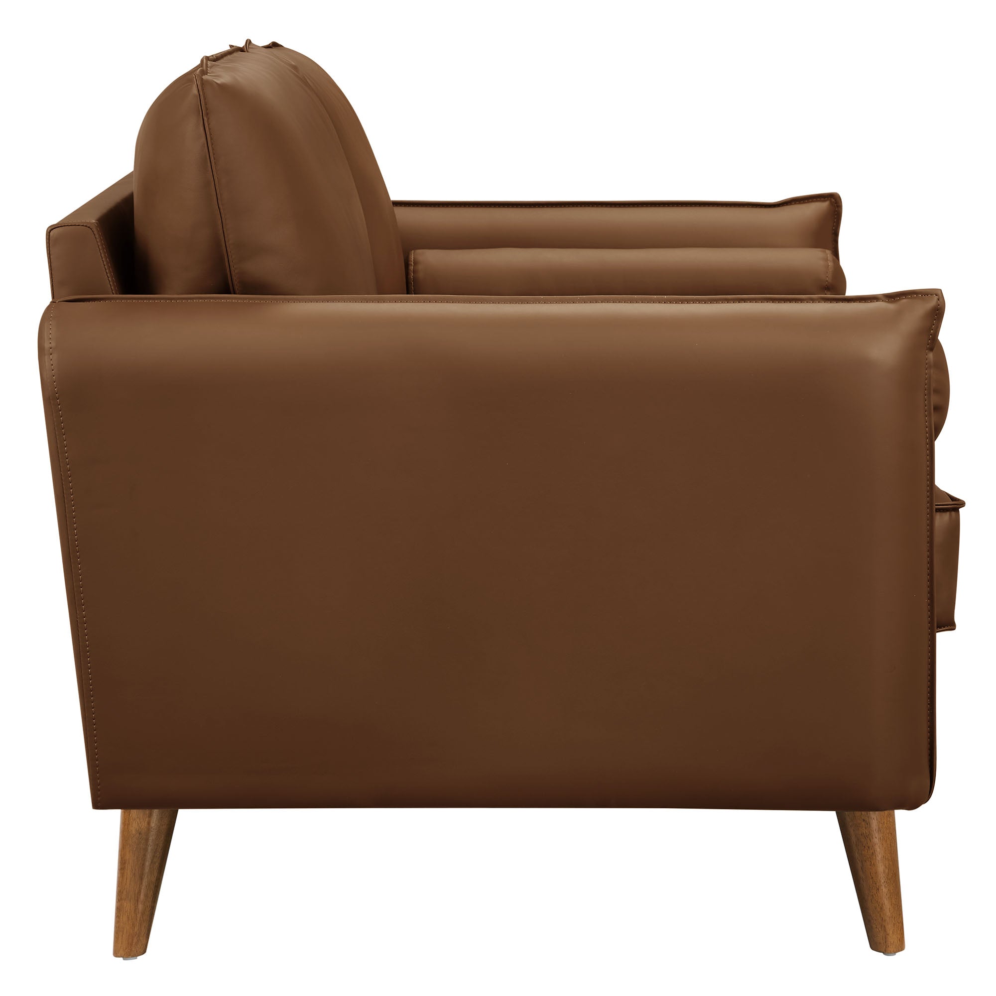 Revive Upholstered Vegan Leather Loveseat, Brown