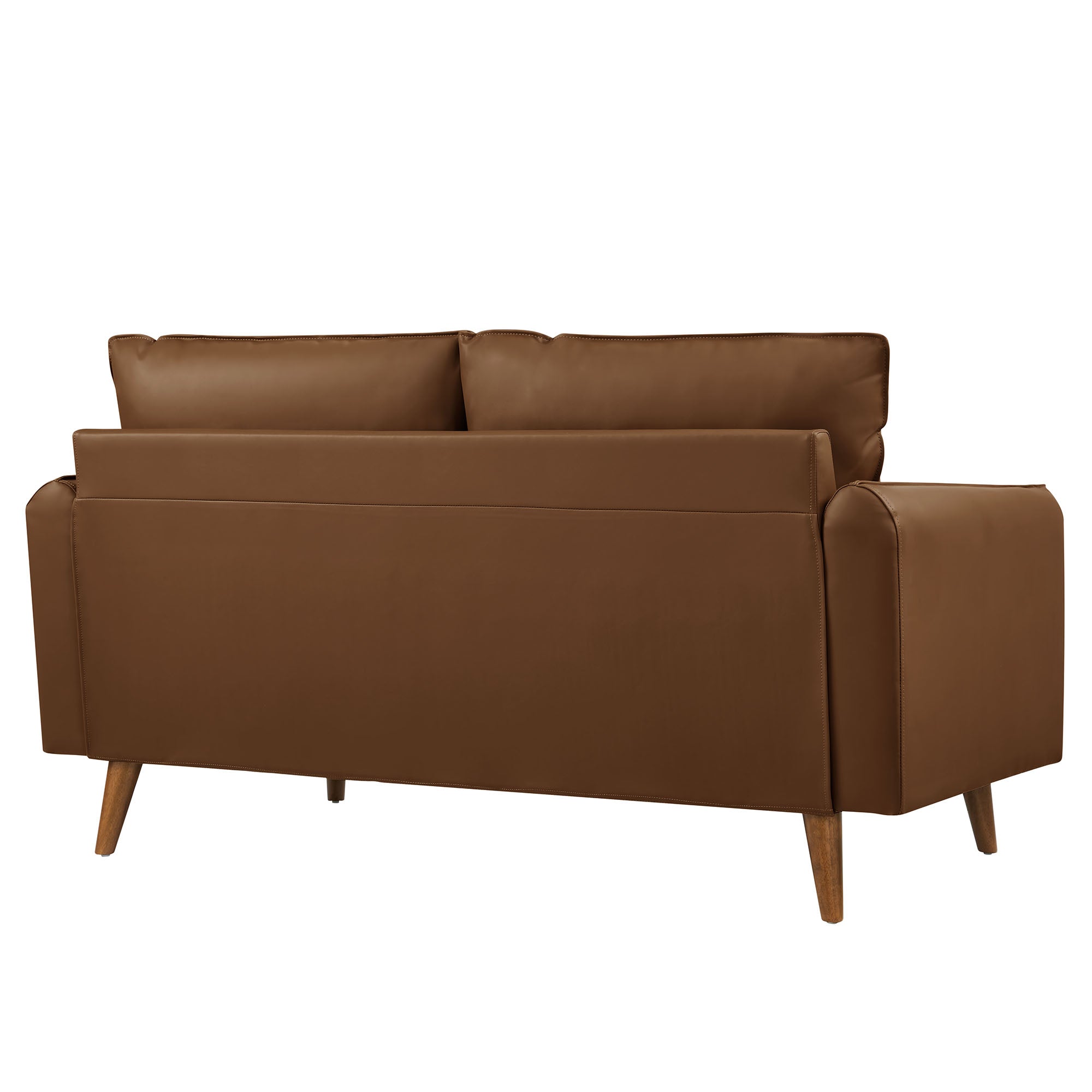 Revive Upholstered Vegan Leather Loveseat, Brown