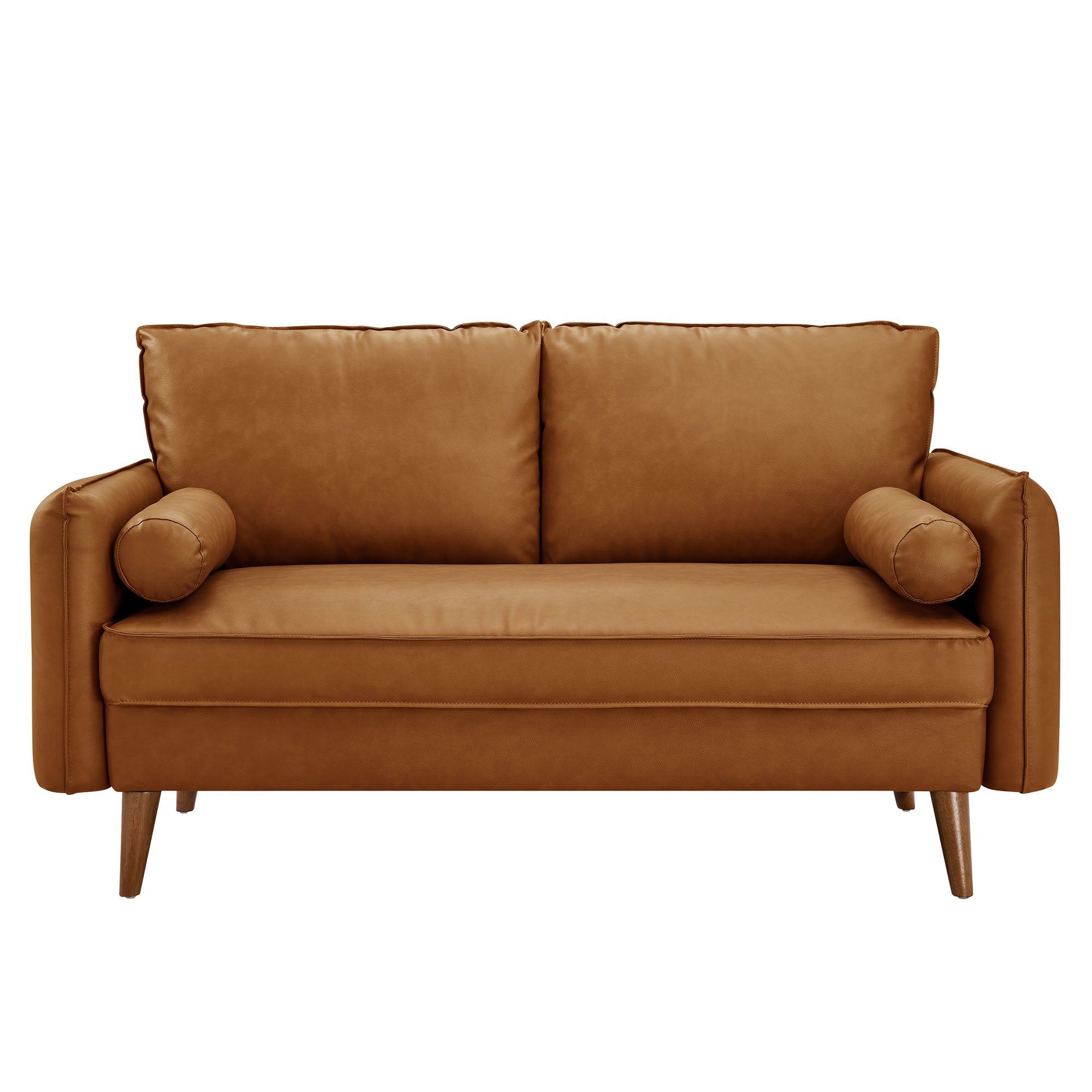 Revive Upholstered Vegan Leather Loveseat, Tan