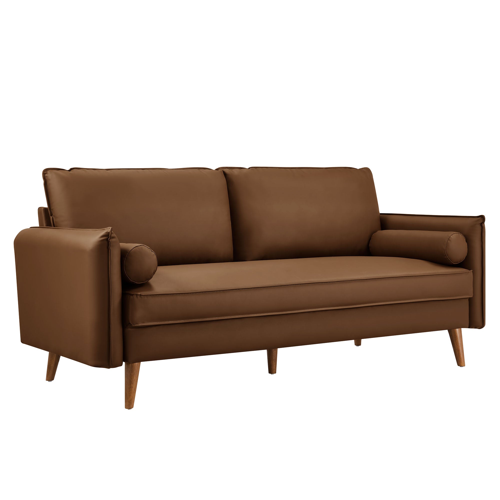 Revive Upholstered Vegan Leather Sofa, Brown