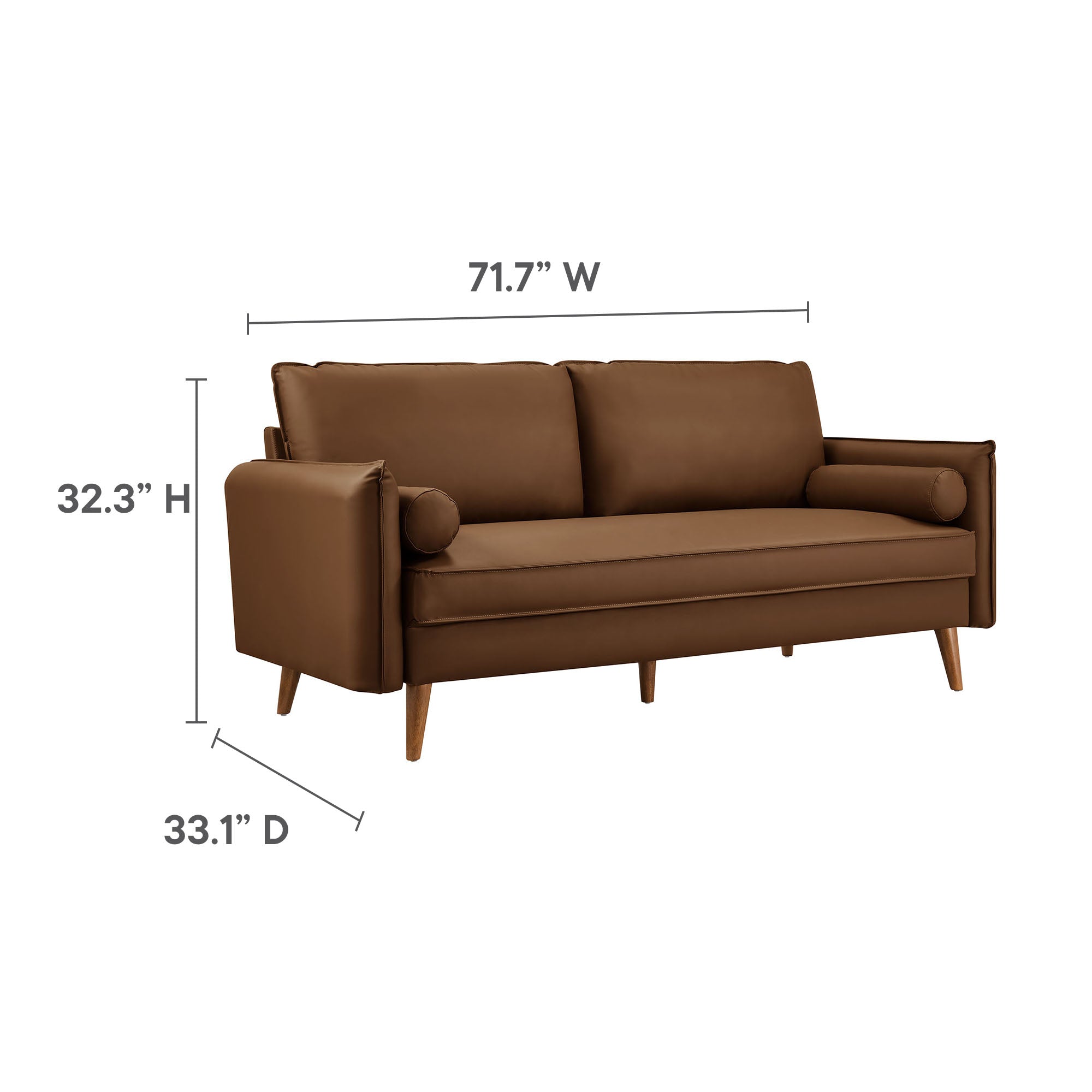 Revive Upholstered Vegan Leather Sofa, Brown