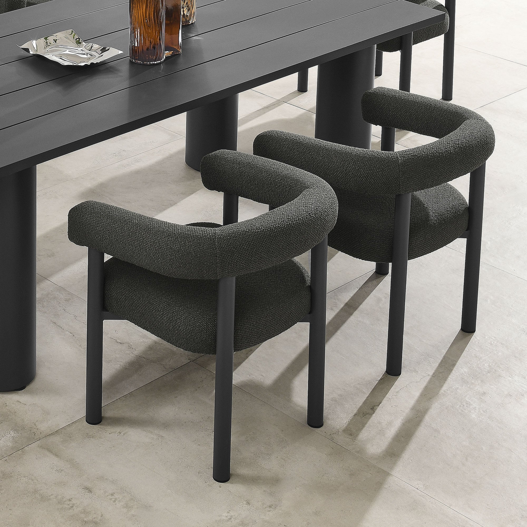 Nautica Outdoor Patio Aluminum Dining Armchairs Set of 2, Charcoal Graphite