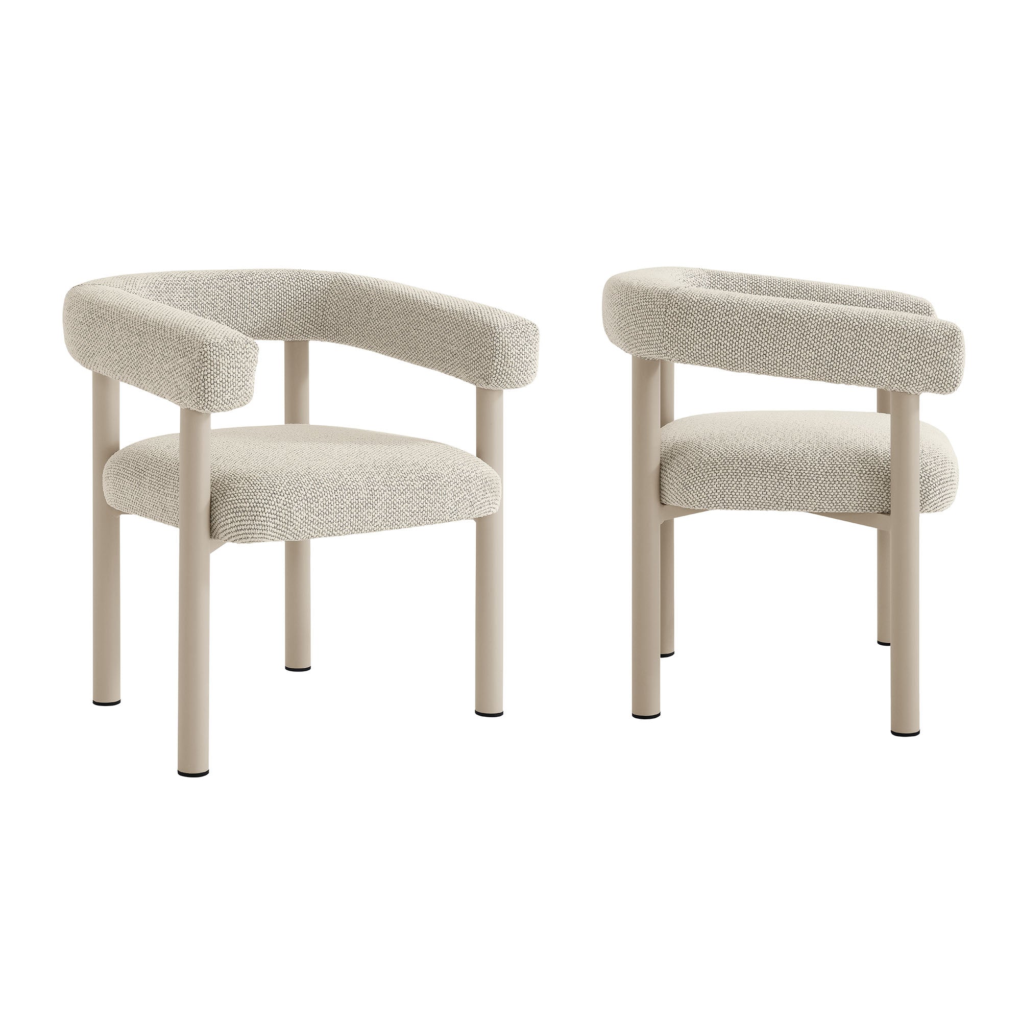 Nautica Outdoor Patio Aluminum Dining Armchairs Set of 2, Ivory Taupe