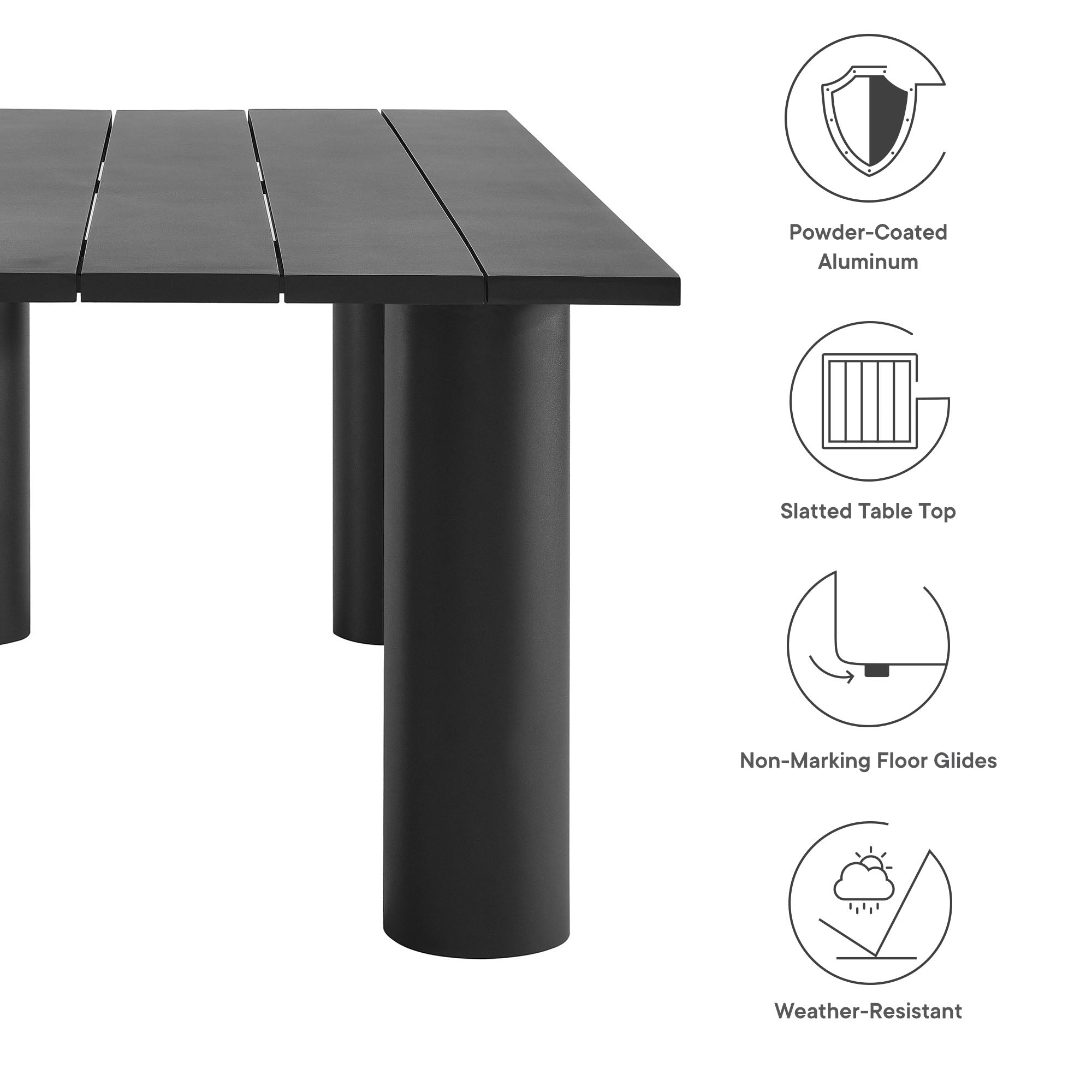 Nautica Outdoor Patio 87" Rectangular Aluminum Dining Table, Graphite