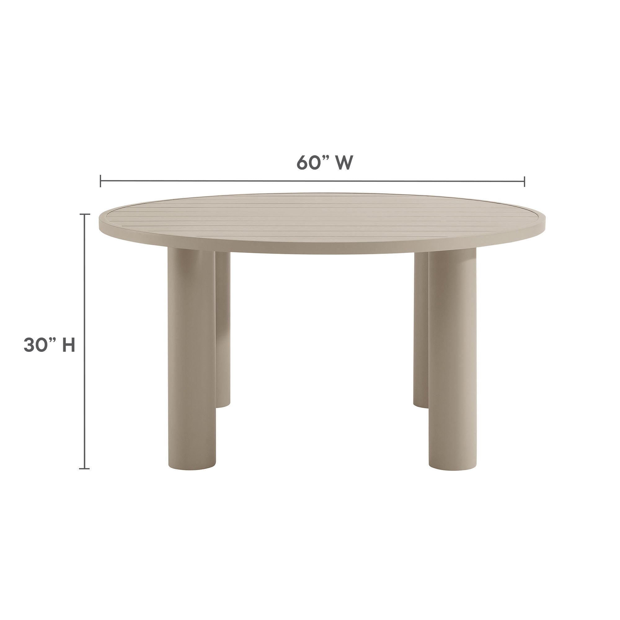 Nautica 5-Piece Round Outdoor Patio Aluminum Dining Table and Chairs Set, Ivory Taupe