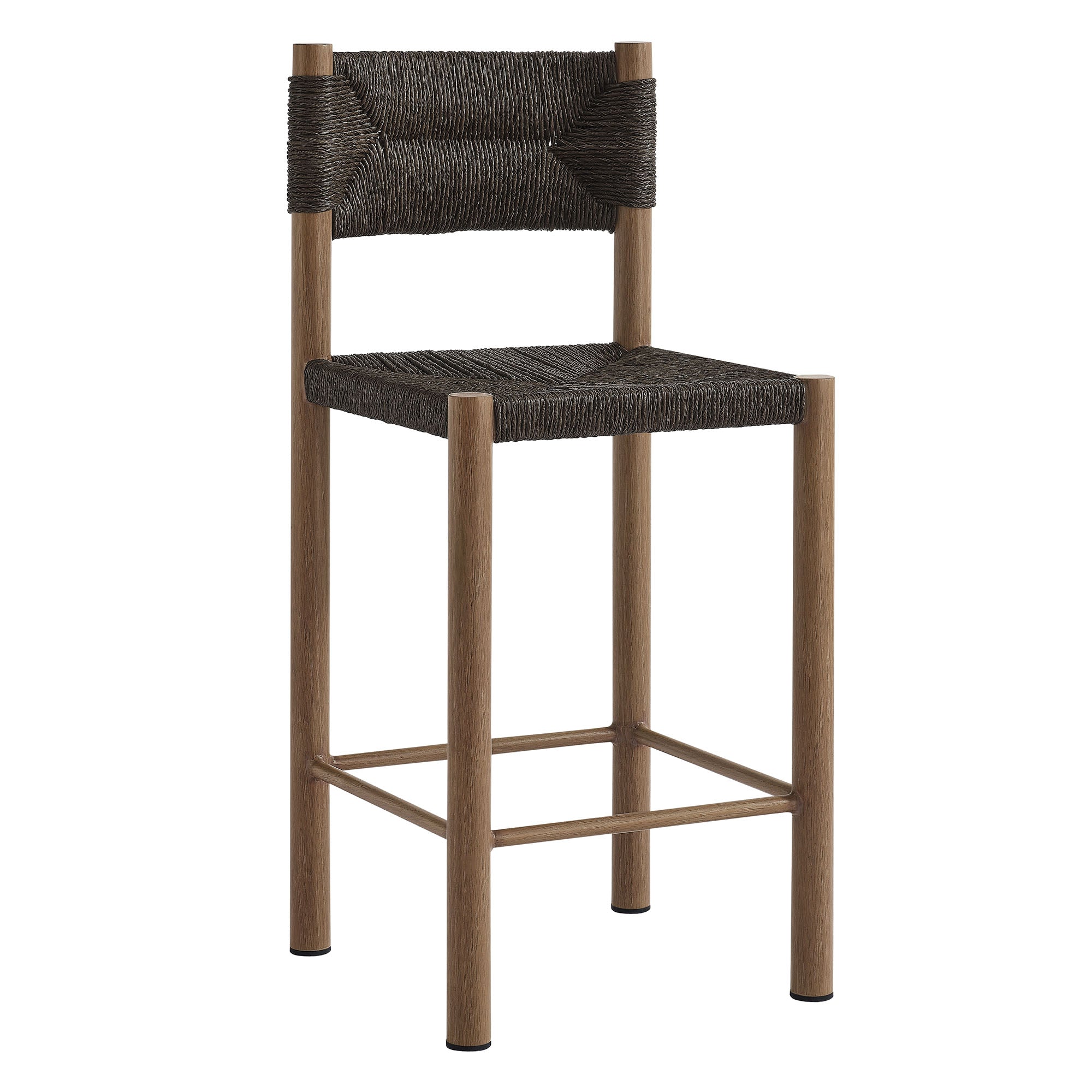 Parkland Outdoor Patio Rattan and Aluminum Counter Stools Set of 2, Walnut
