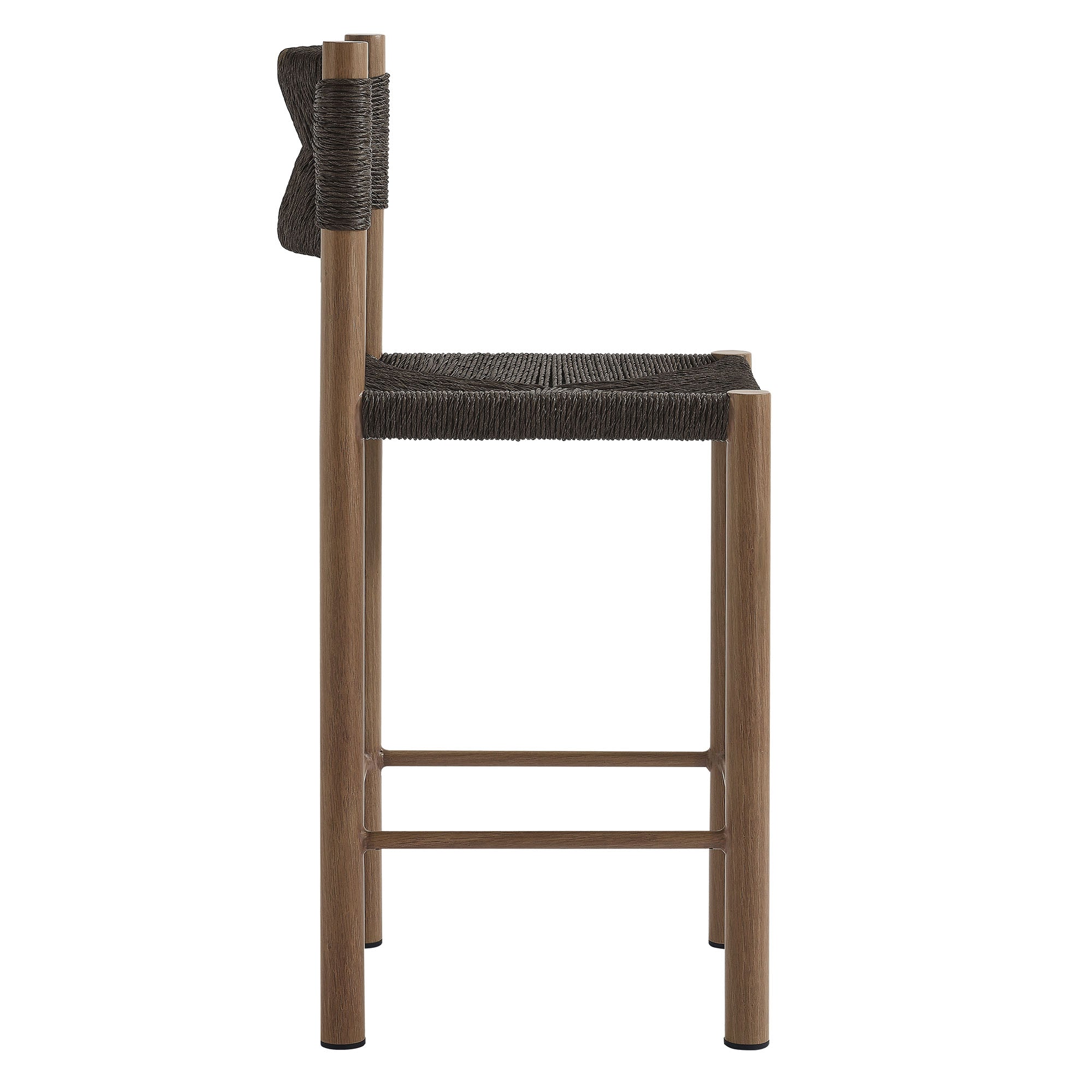 Parkland Outdoor Patio Rattan and Aluminum Counter Stools Set of 2, Walnut