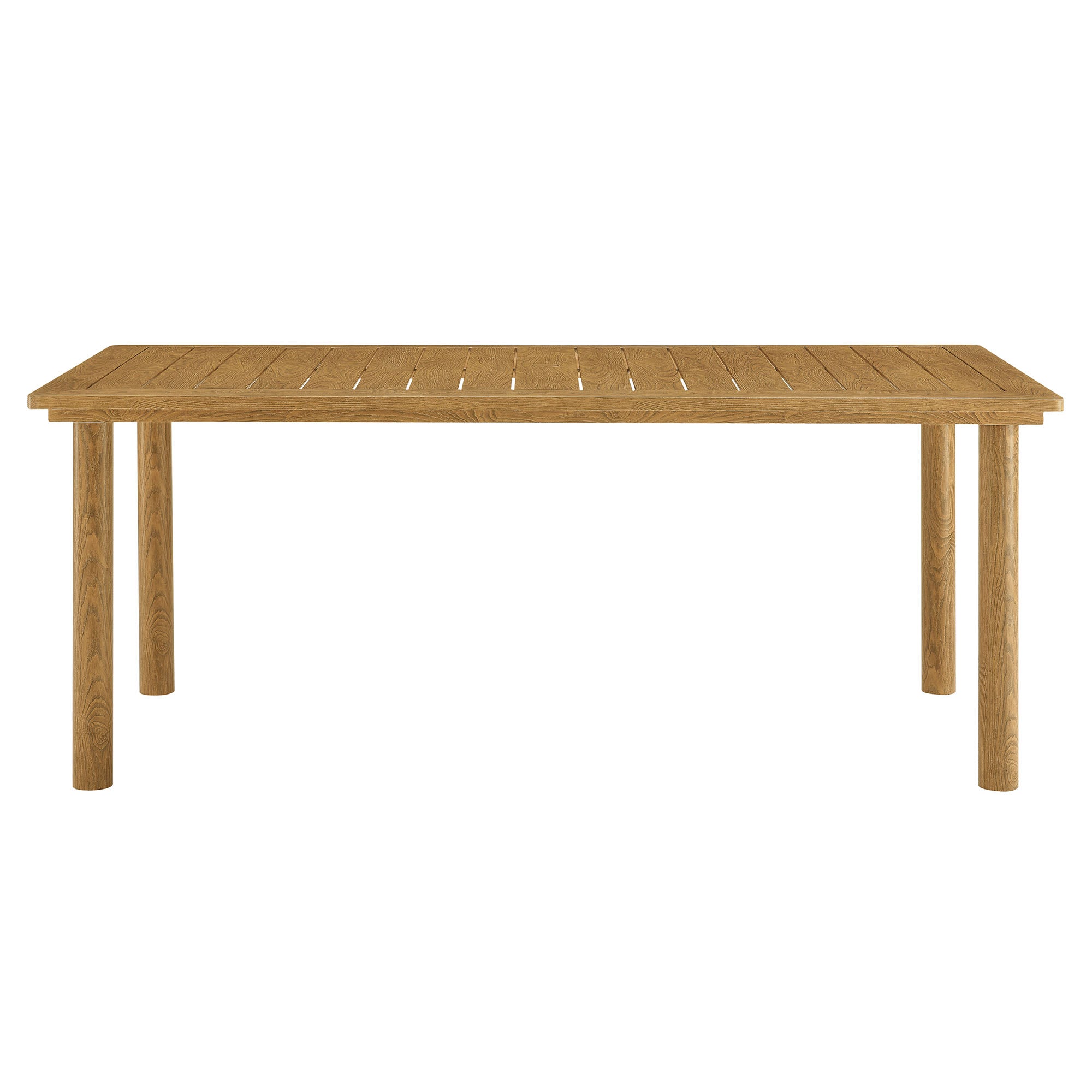 Abacus 7-Piece Rectangular Outdoor Patio Aluminum Dining Table Set with Rattan Armchairs, Slate Natural