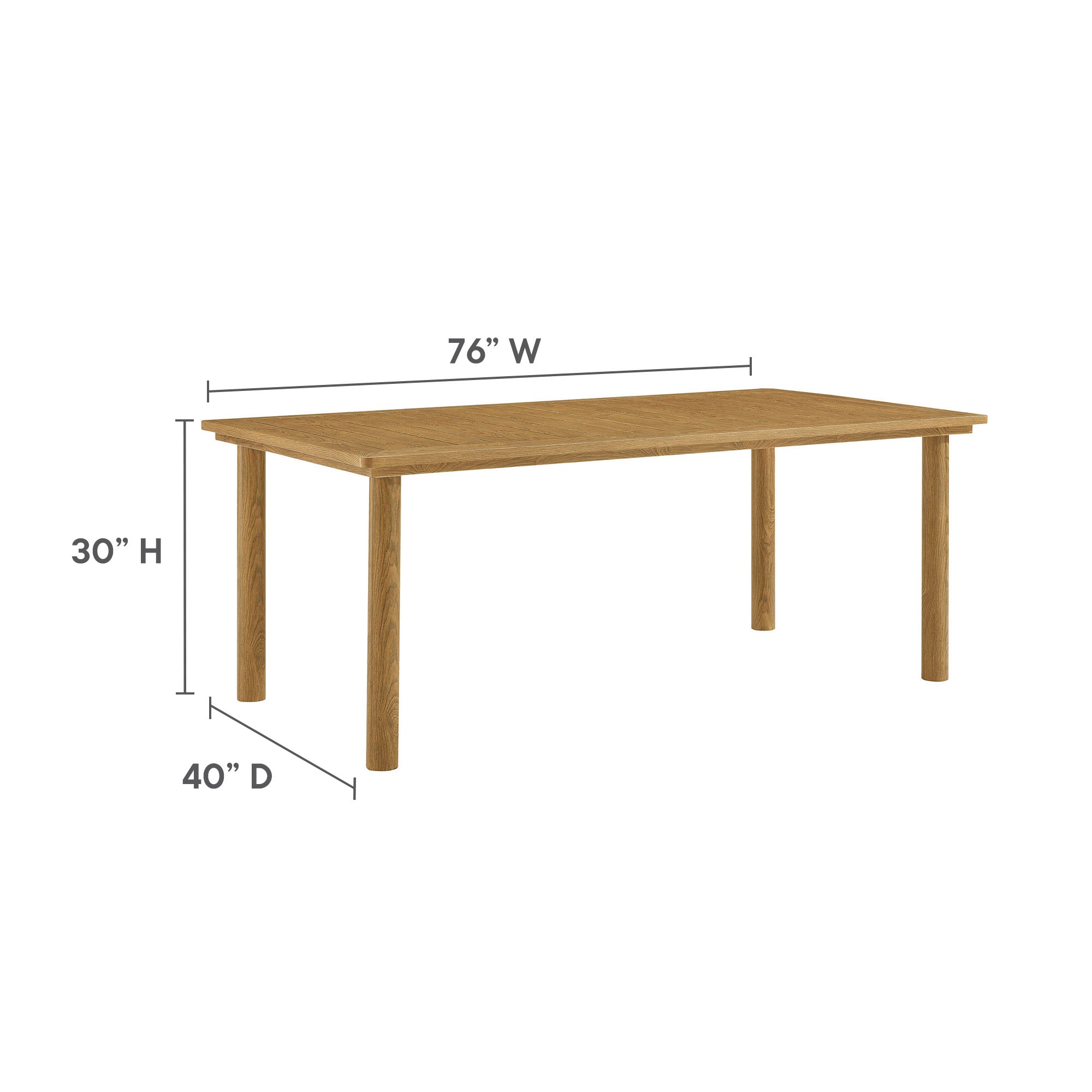 Parkland 76" Outdoor Patio Aluminum Dining Table, Natural