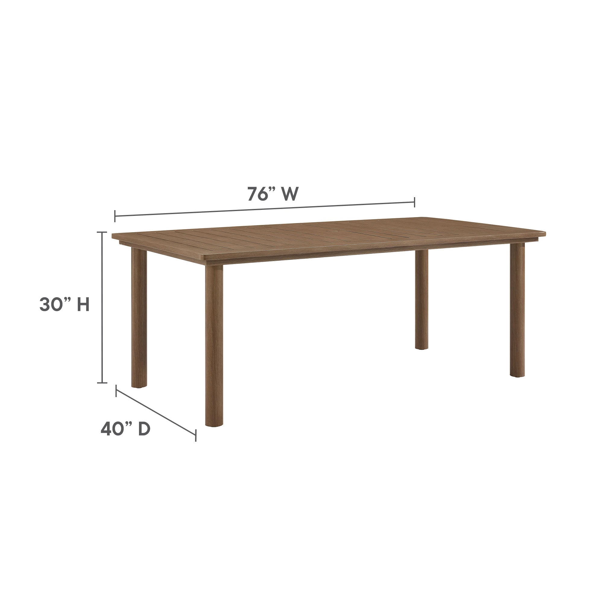 Parkland 76" Outdoor Patio Aluminum Dining Table, Walnut