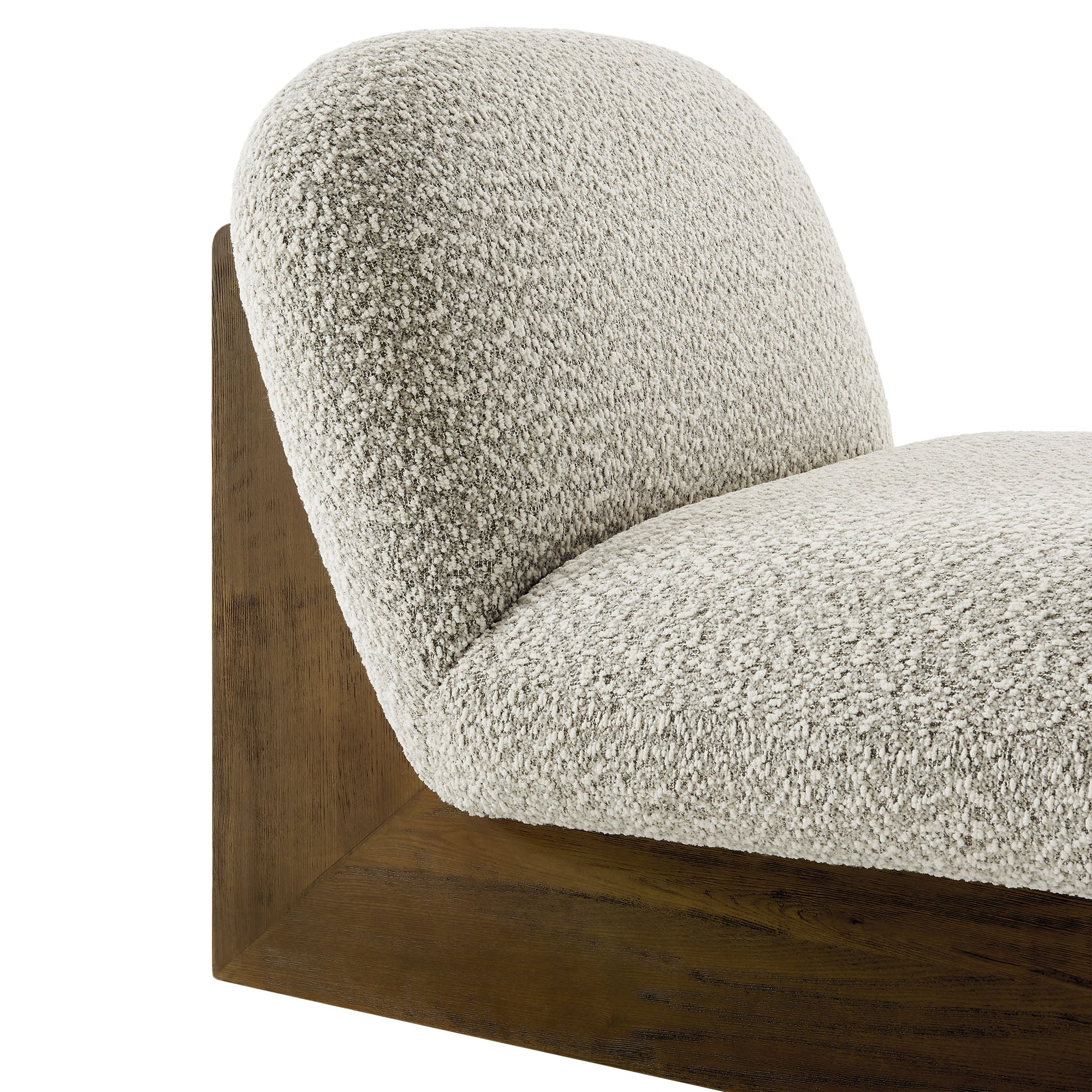 Loyal Boucle Fabric Accent Chair and Ottoman Set, River Rock Walnut