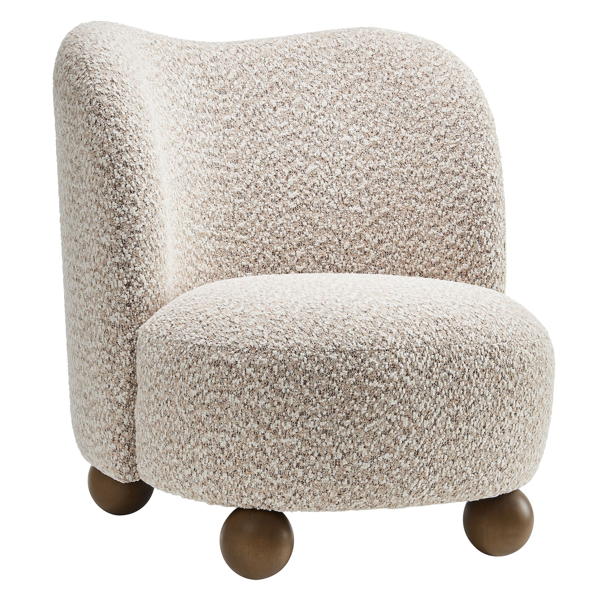Monroe Boucle Fabric Accent Chair, Coral Walnut