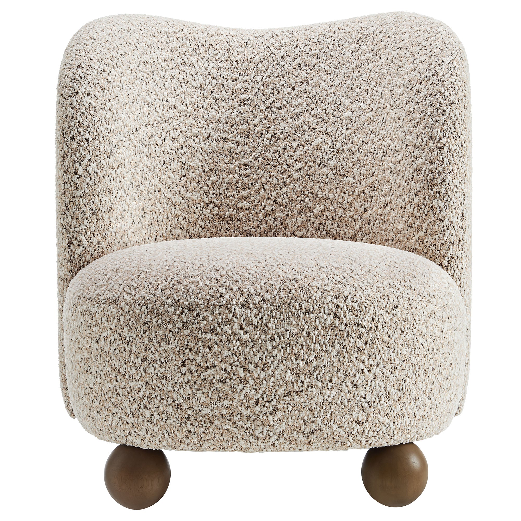 Monroe Boucle Fabric Accent Chair, Coral Walnut