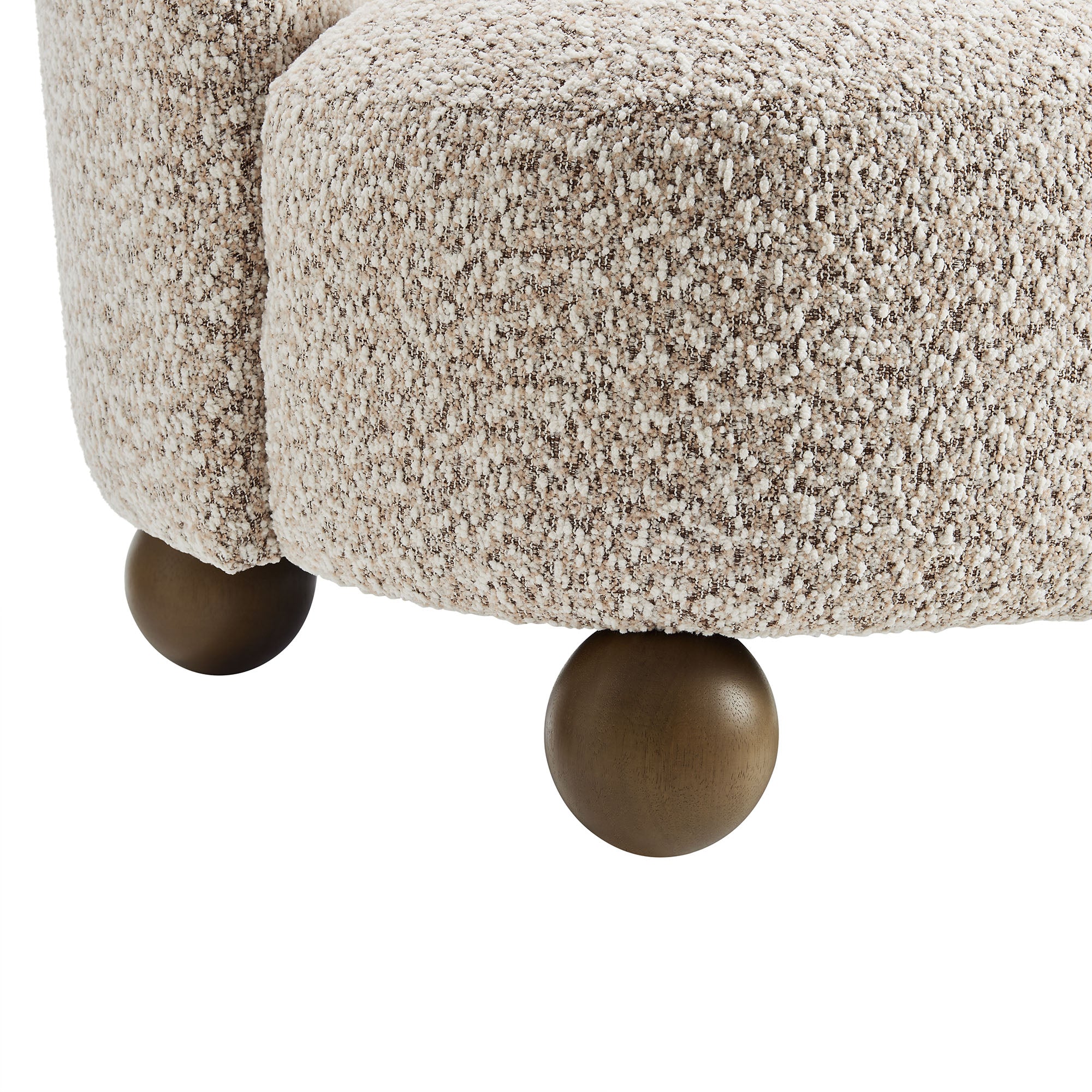 Monroe Boucle Fabric Accent Chair, Coral Walnut