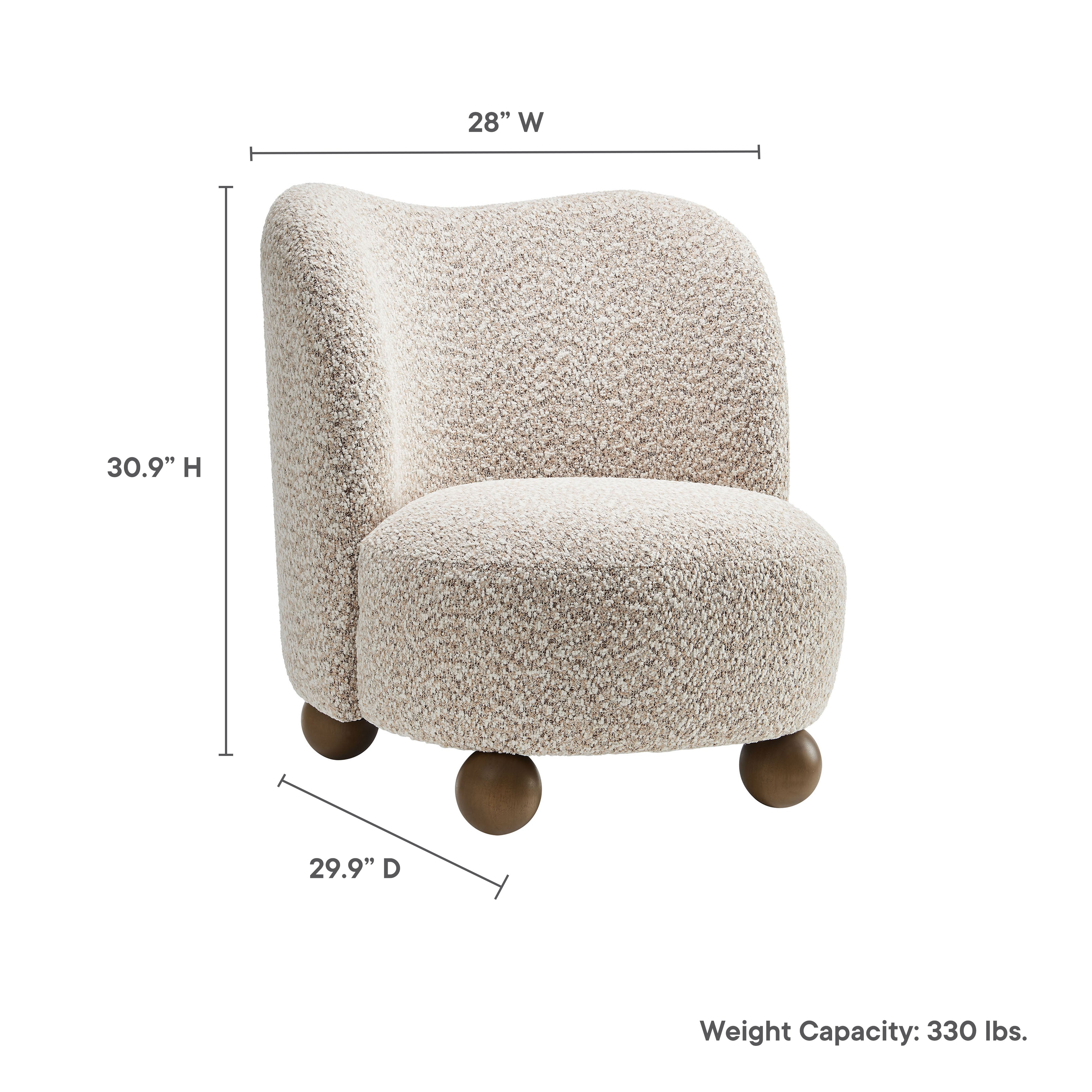 Monroe Boucle Fabric Accent Chair, Coral Walnut