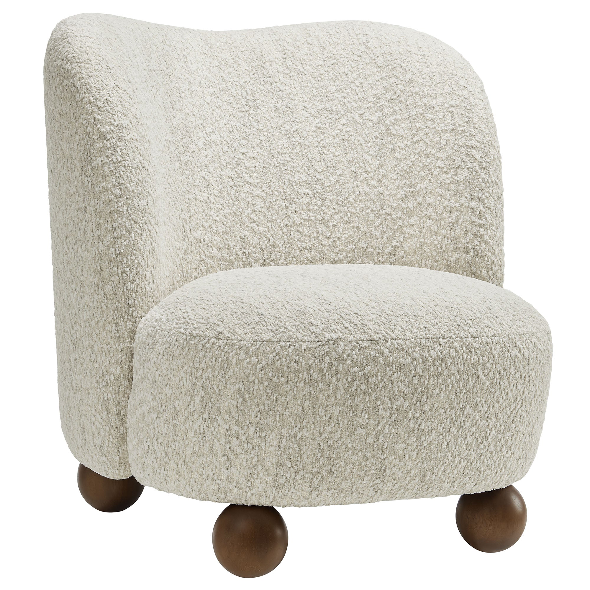 Monroe Boucle Fabric Accent Chair, Pearl Walnut